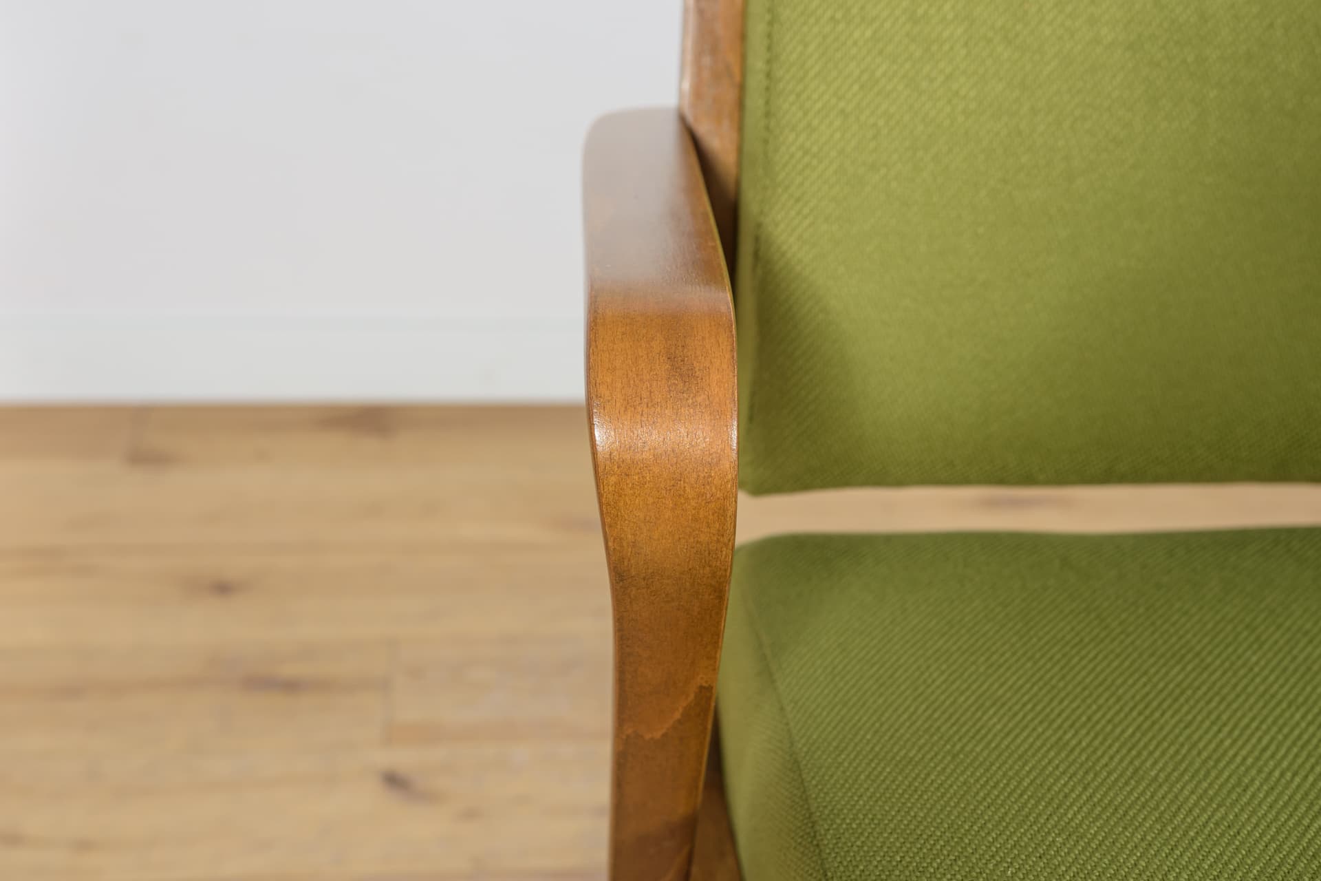 Armchair 53693, wood, green wool, by S. Selmanagic, Deutsche Werkstätten Hellerau, Germany, 1960s. - 166894