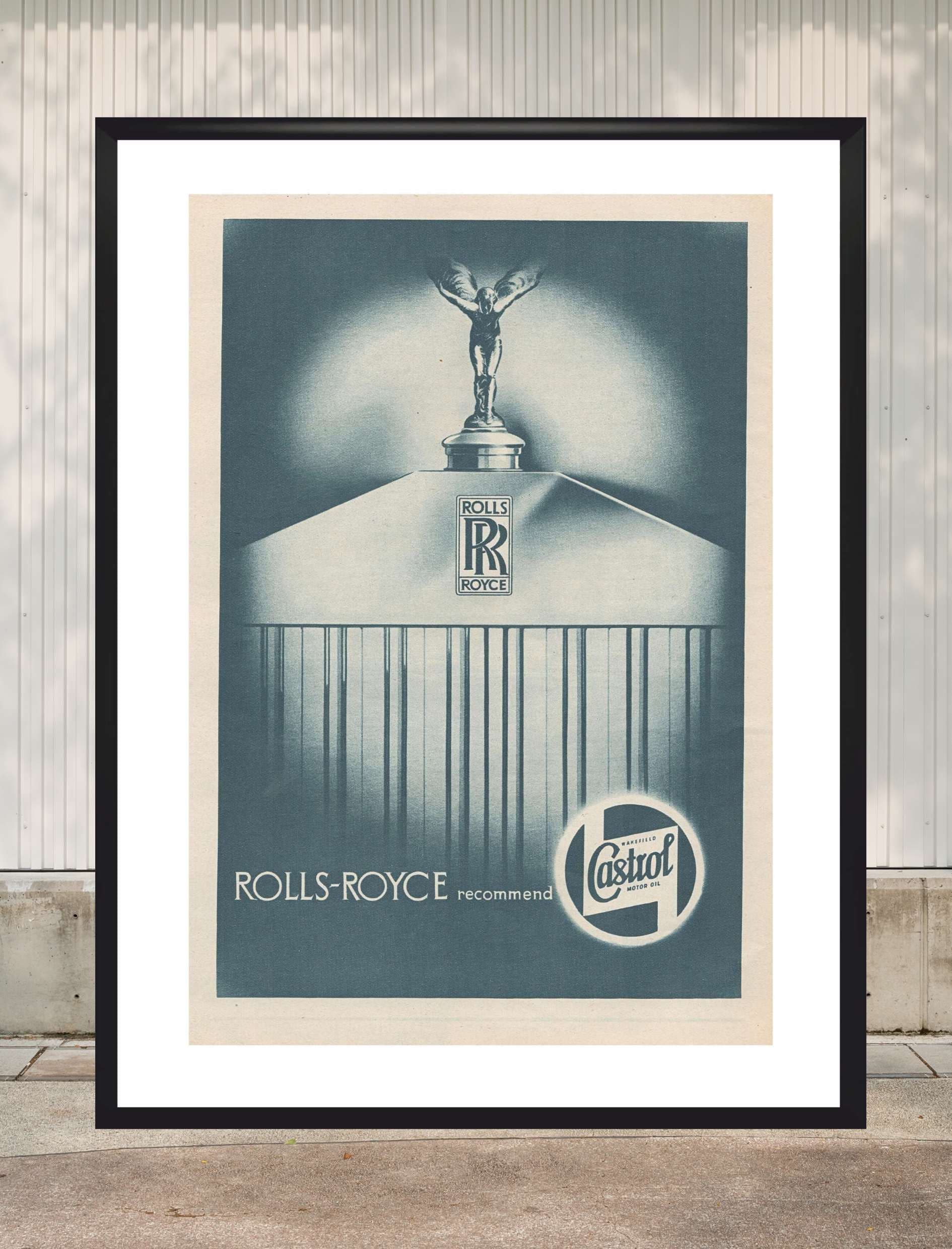 Advertisement Poster Rolls-Royce 30x40 cm, blue-grey, United Kingdom, 1940s. - 166904