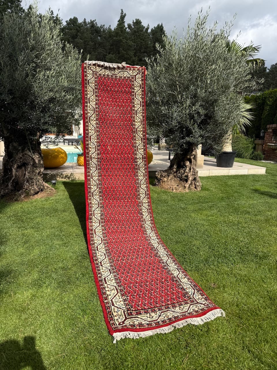 Runner Indo Mir, red wool, India - 167045