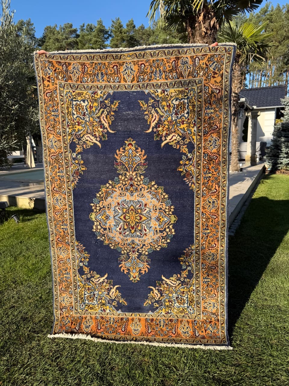 Dywan Ghoum/Qom 167x106 cm, granatowy, wełna, Iran, lata 50. - 167065