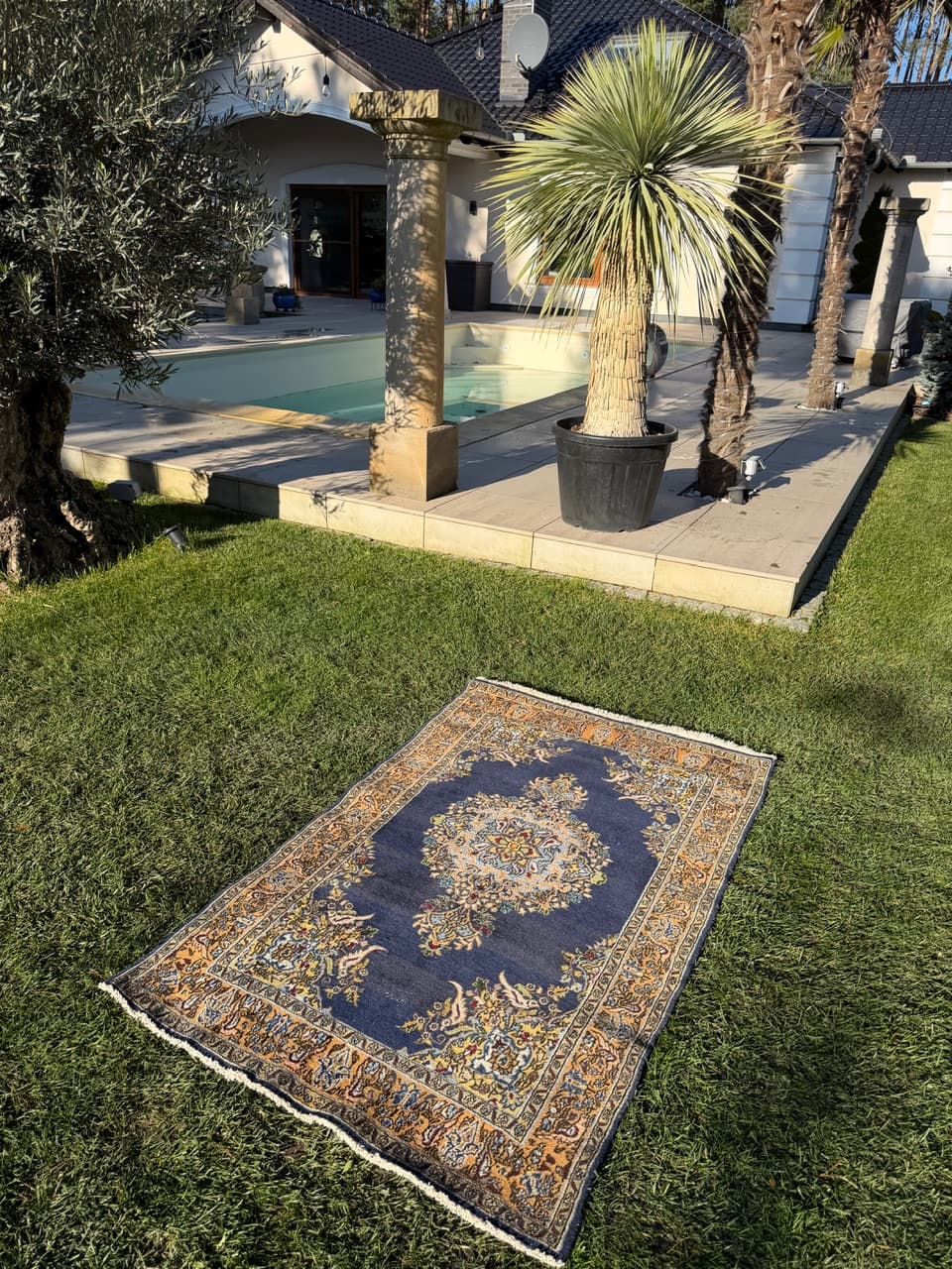 Dywan Ghoum/Qom 167x106 cm, granatowy, wełna, Iran, lata 50. - 167075