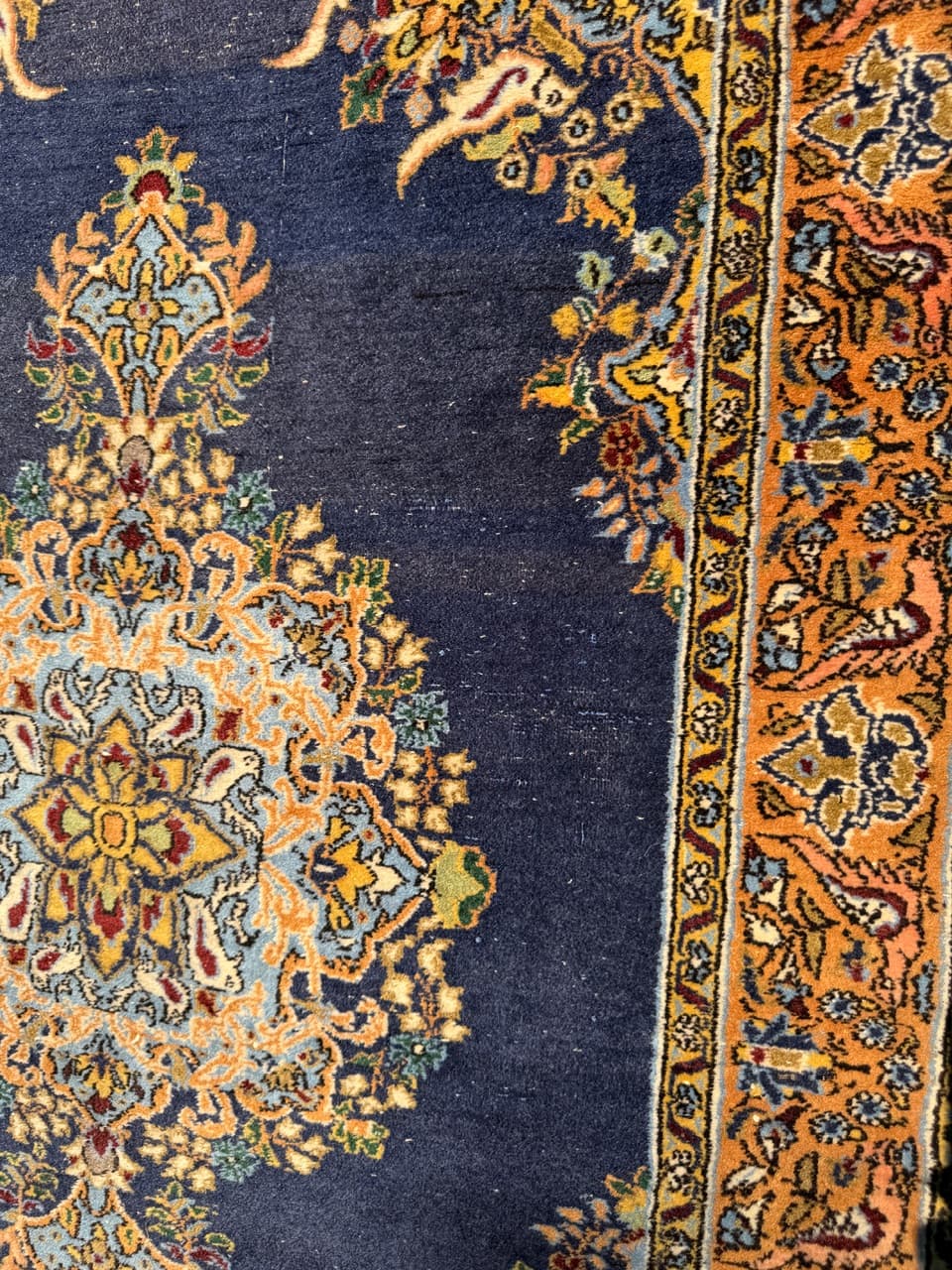 Dywan Ghoum/Qom 167x106 cm, granatowy, wełna, Iran, lata 50. - 167076