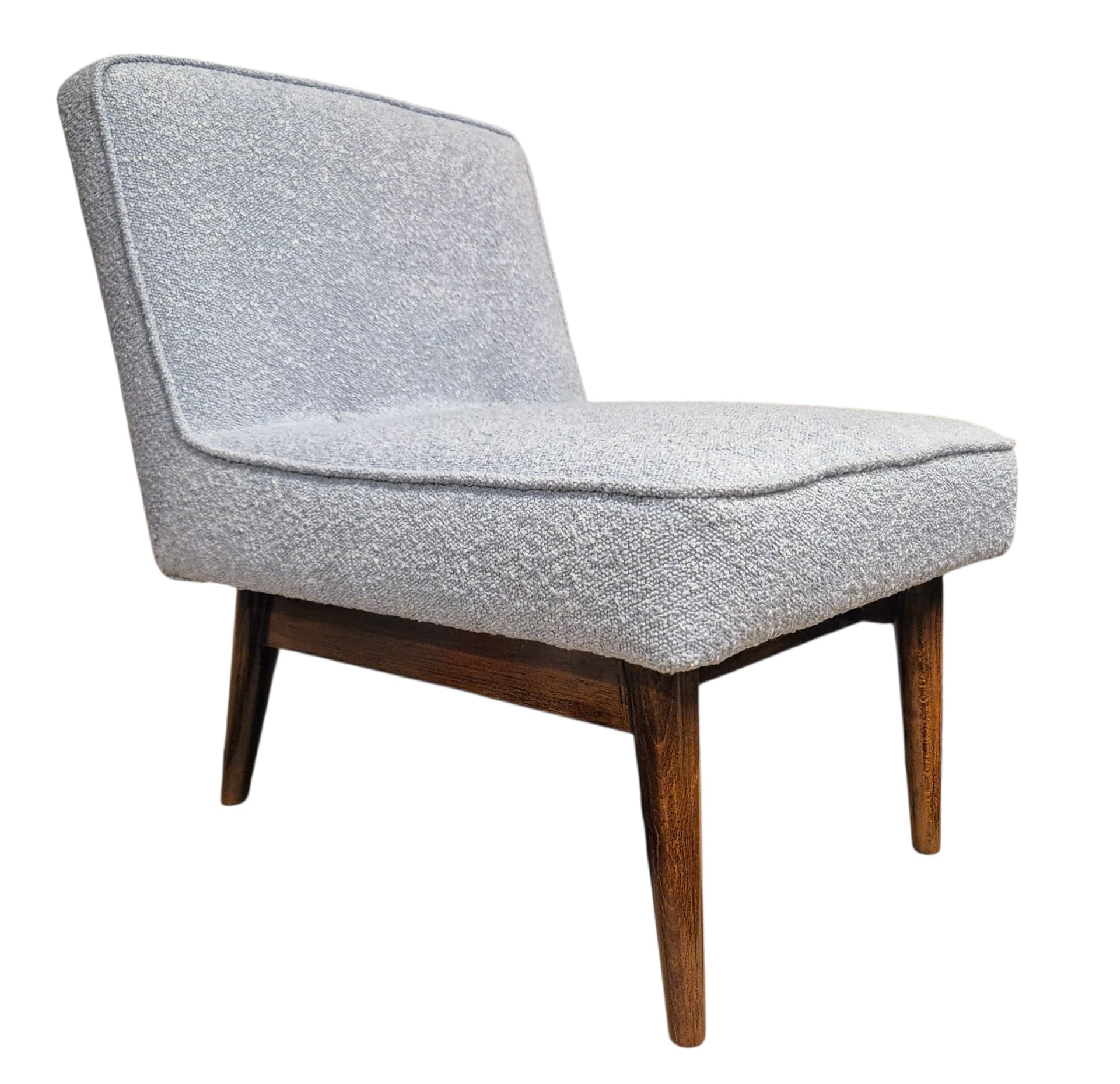 Fotel z błękitną tapicerką boucle, lata 60. XX w. - 167152