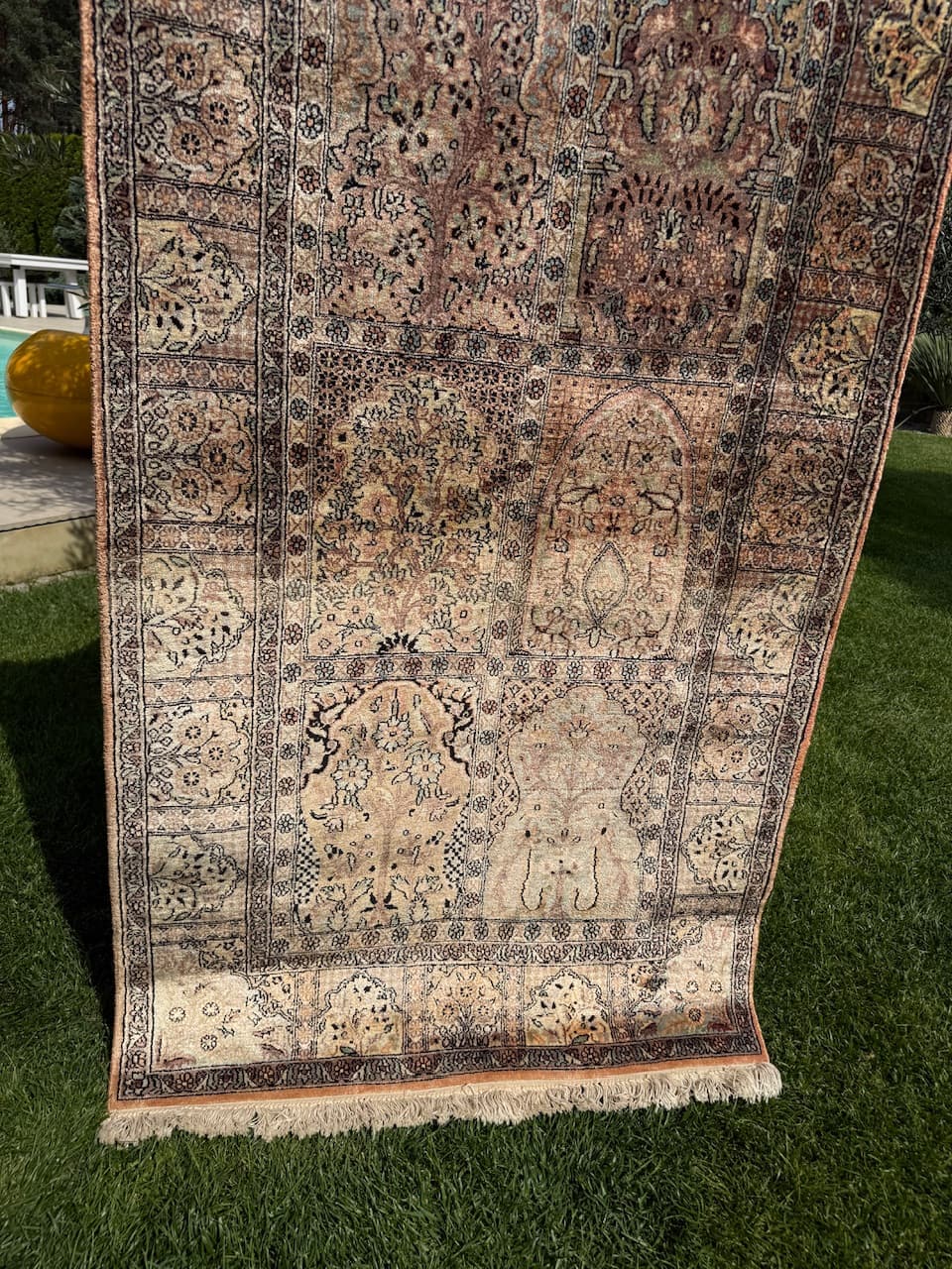 Rug Ghoum, beige silk, India - 167305