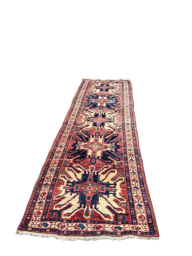 Runner Heriz 332x108 cm, multicolor wool, Iran, 1930s. - DIMENSION