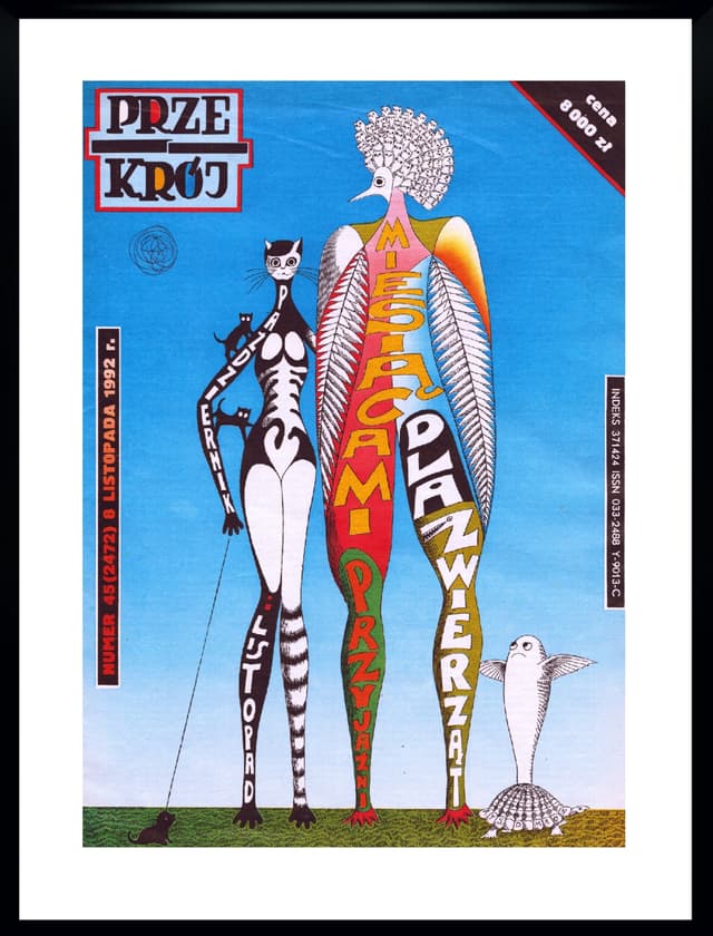 Grafika ścienna PRZEKRÓJ 30x40 cm, multikolor, aut. D. Mróz, Polska, lata 90. - WYMIARY