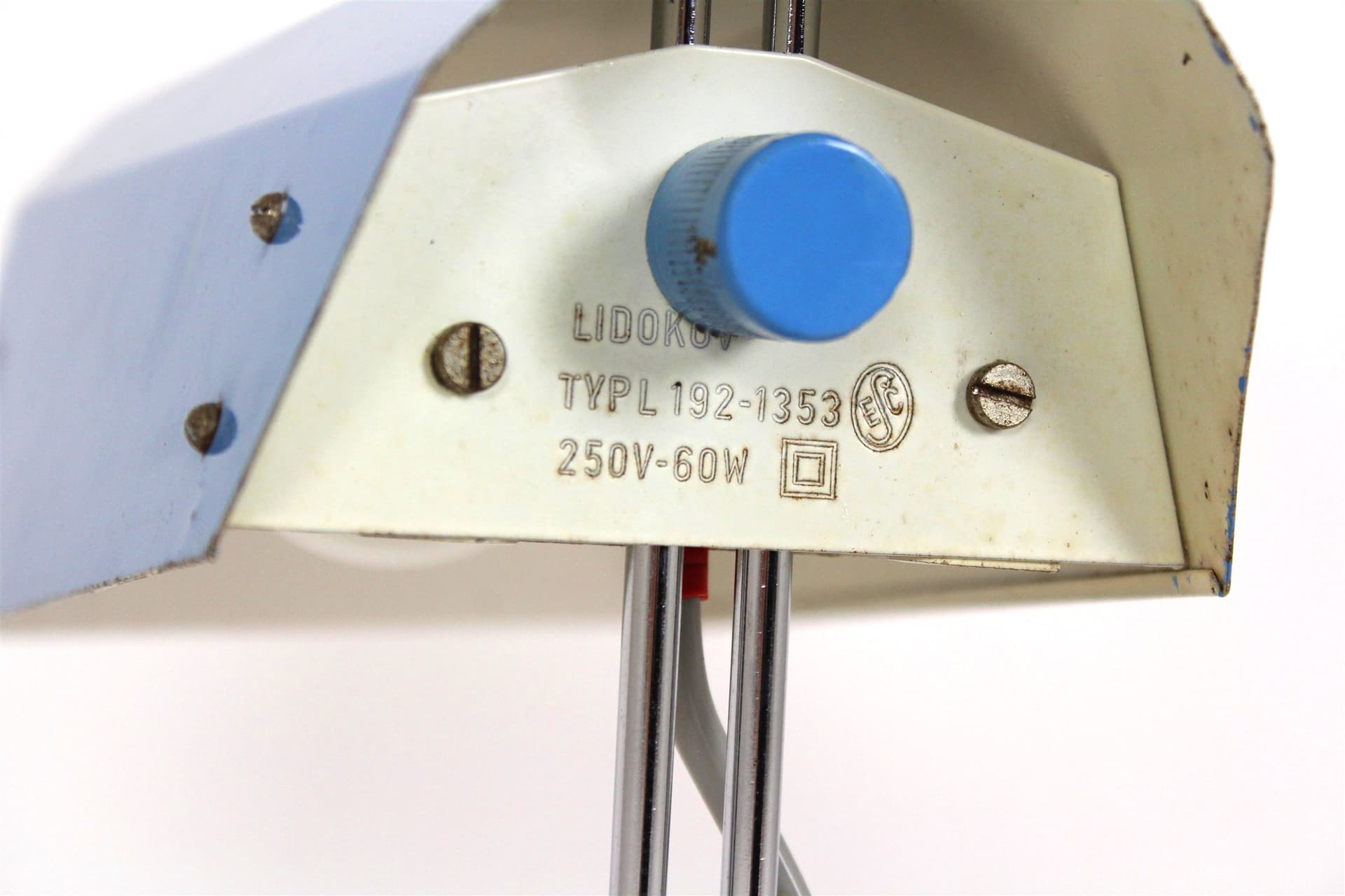 Desk lamp Brusel, blue metal, by J. Hurka, Czechoslovakia, 1970s. - 167428