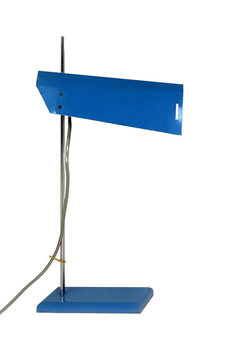 Lampka stołowa Brusel, niebieski, metal, proj. J. Hurka, Czechosłowacja, lata 70.
