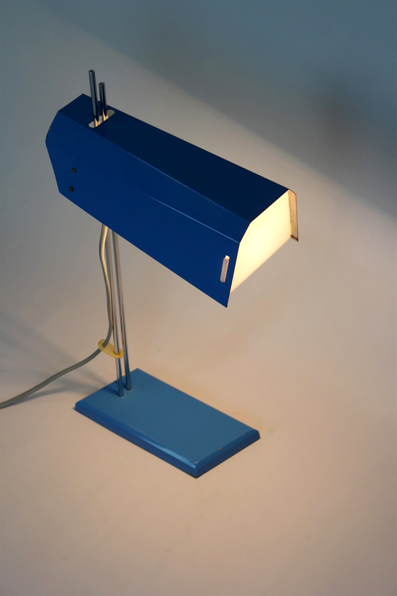 Desk lamp Brusel, blue metal, by J. Hurka, Czechoslovakia, 1970s. - 167433