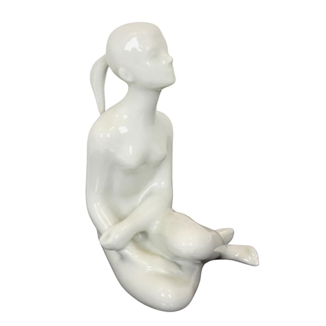 Figurine Woman, white porcelain, Royal Dux Bohemia, Czechoslovakia, 1960s. - DIMENSION