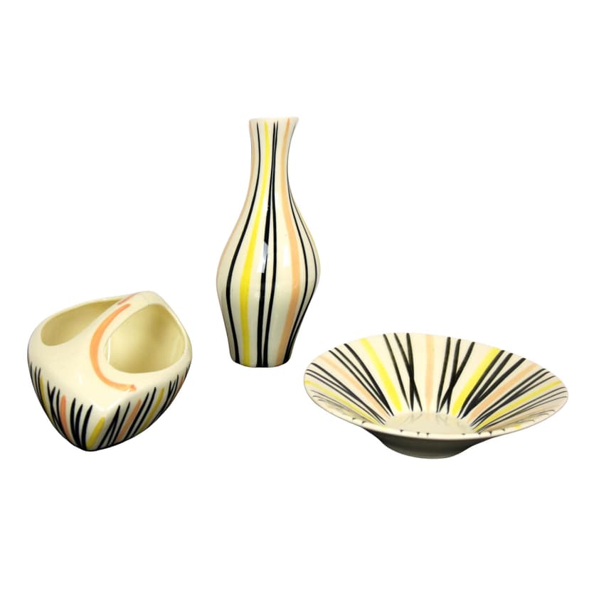 Komplet Pyžamo, multikolor, porcelana, proj. J. Formánková, Czechy, lata 50.