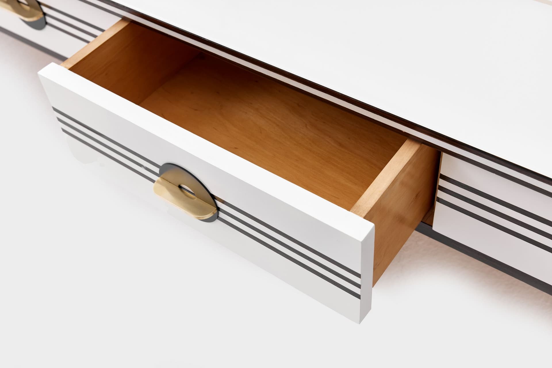 Lowboard sideboard, black, walnut wood, glass, Denmark, 1960s. - 167524