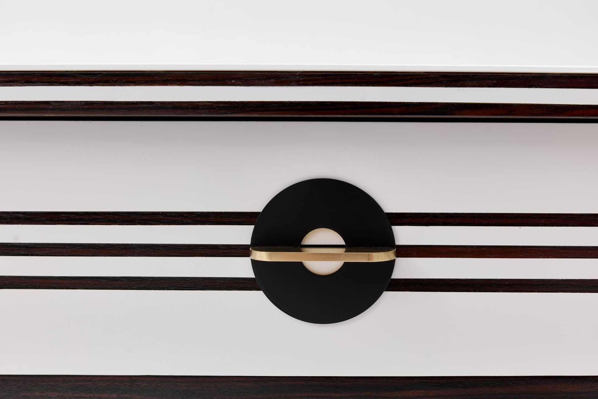 Lowboard sideboard, black, walnut wood, glass, Denmark, 1960s. - 167522