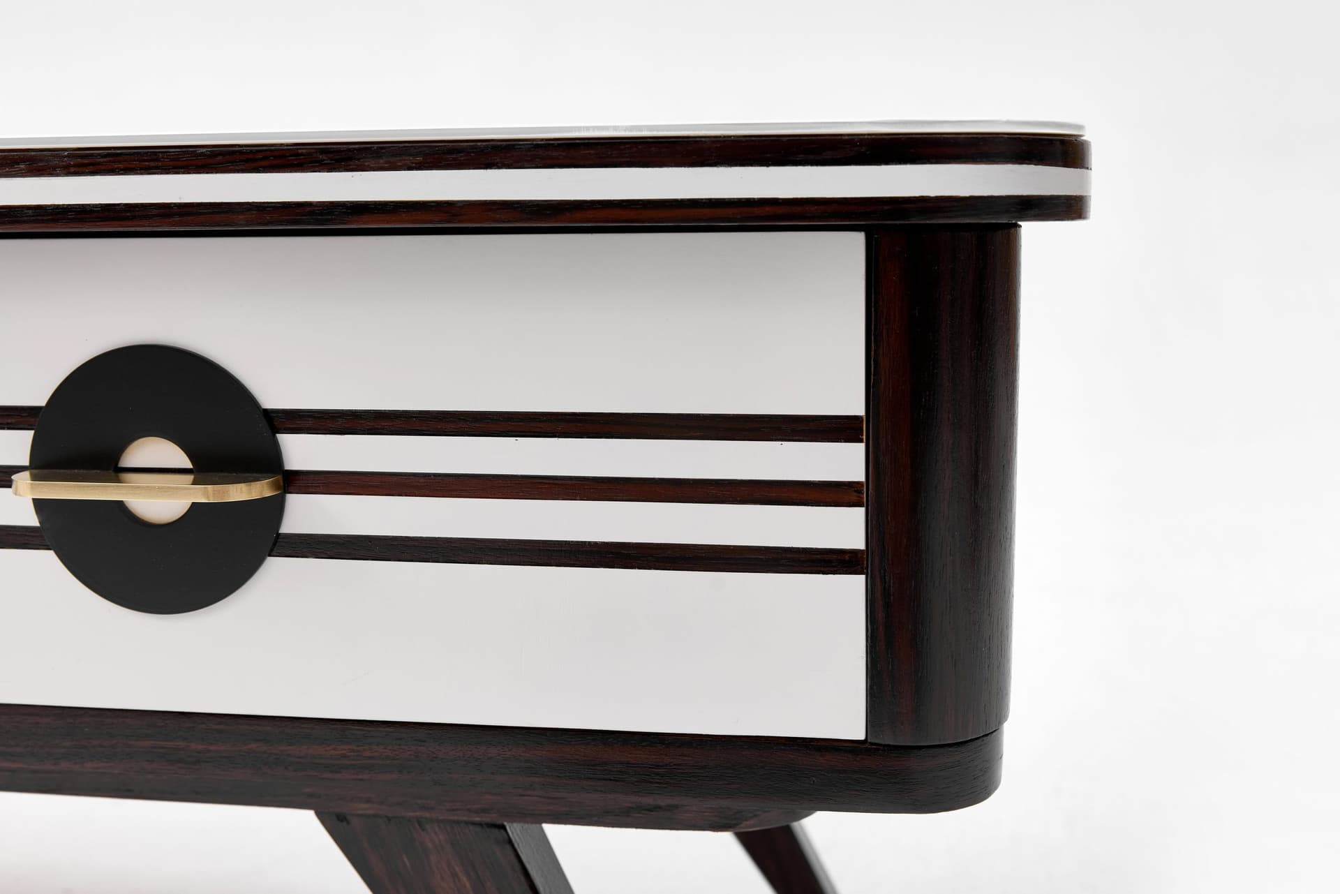 Lowboard sideboard, black, walnut wood, glass, Denmark, 1960s. - 167523