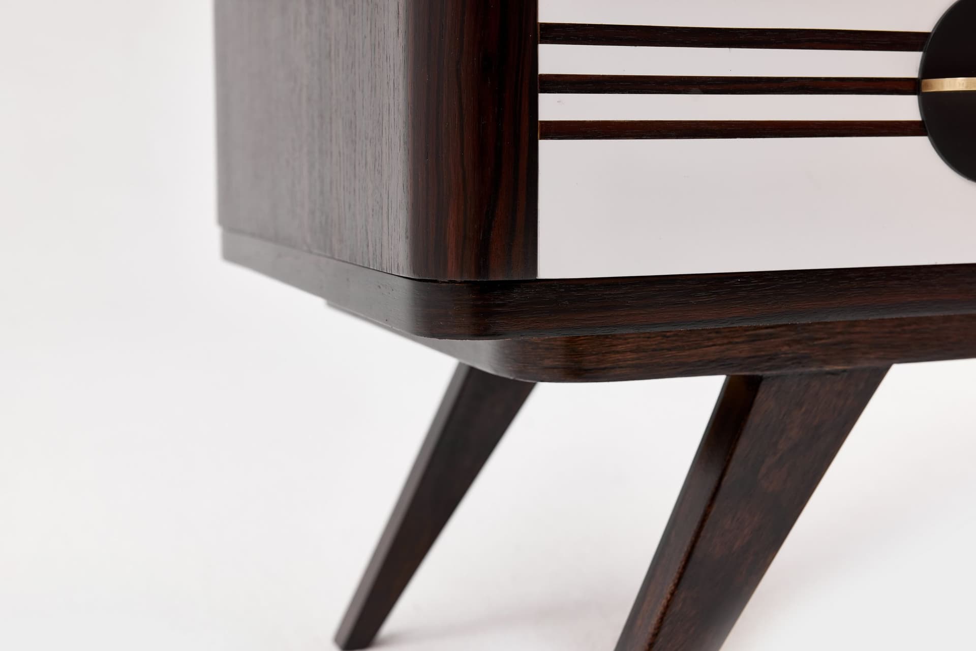 Lowboard sideboard, black, walnut wood, glass, Denmark, 1960s. - 167516