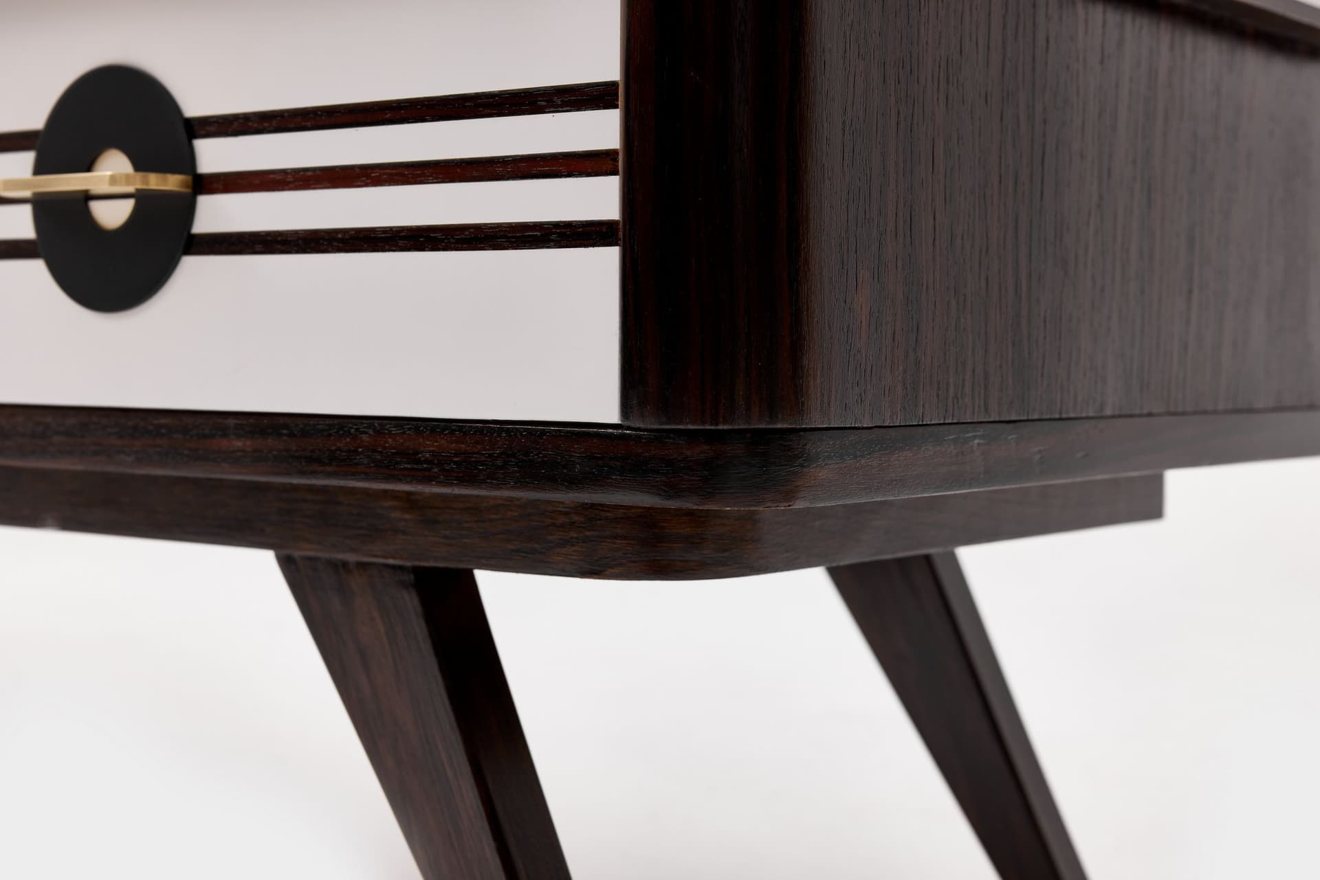 Lowboard sideboard, black, walnut wood, glass, Denmark, 1960s. - 167520