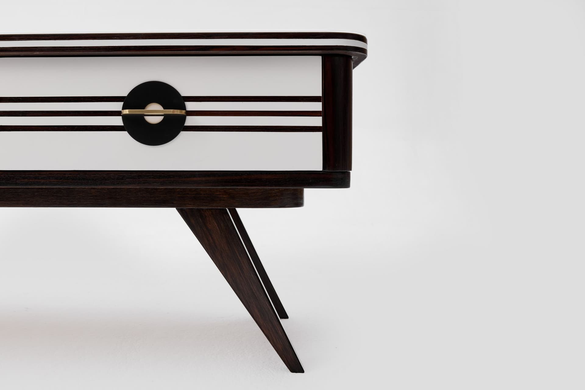 Lowboard sideboard, black, walnut wood, glass, Denmark, 1960s. - 167515