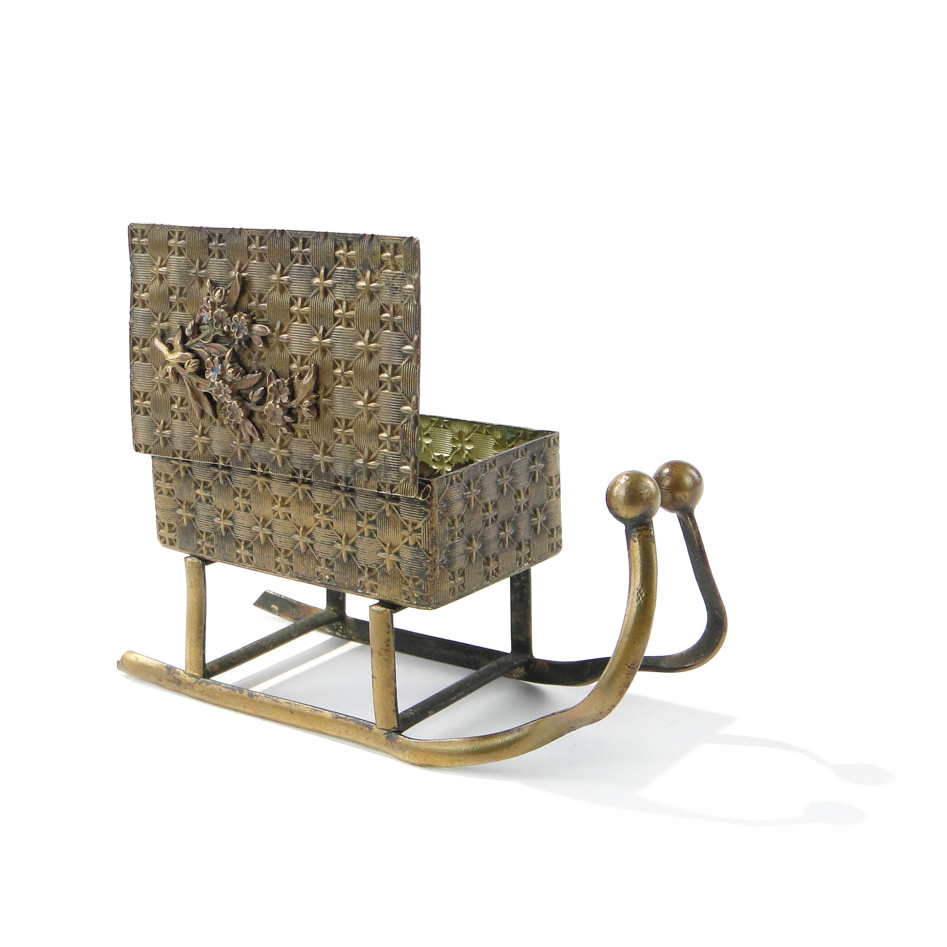 Francuskie pudełko na biżuterię w kształcie sani, XIX w - 167656