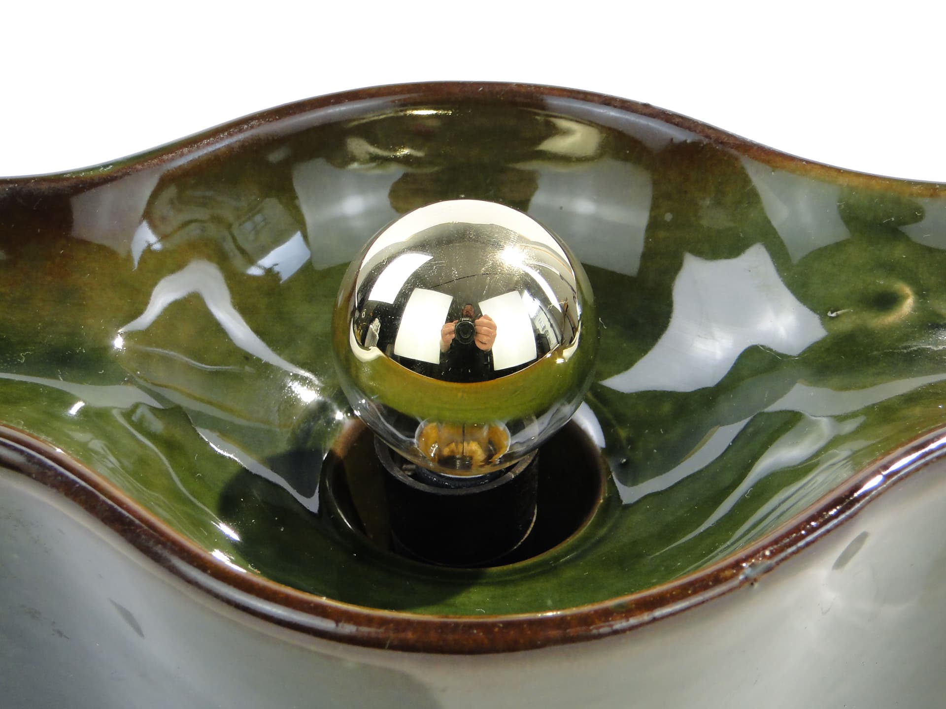 Wall sconce, olive ceramics, by A. Sadulski, Poland, 1970s. - 1219