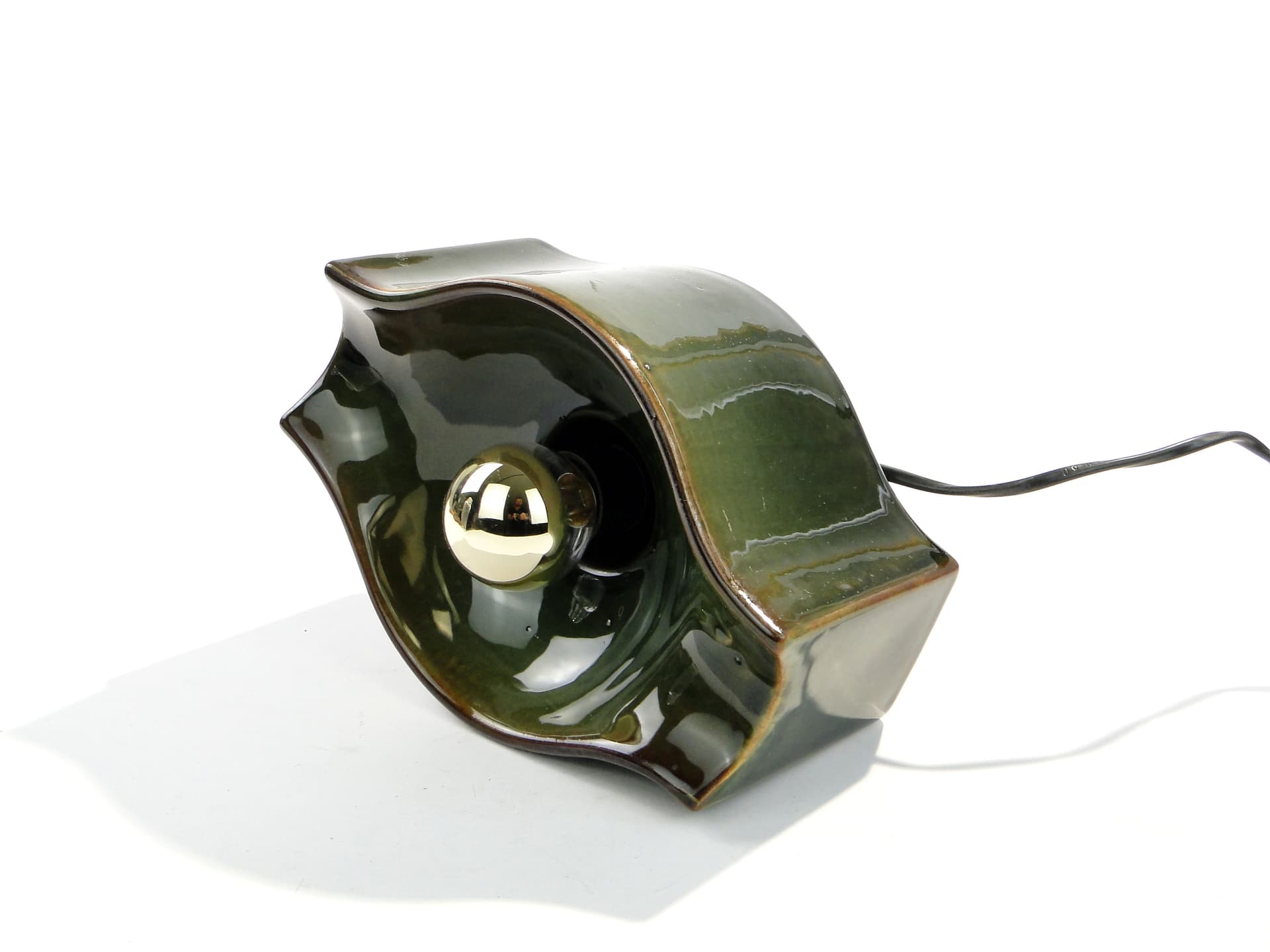 Wall sconce, olive ceramics, by A. Sadulski, Poland, 1970s. - 1221