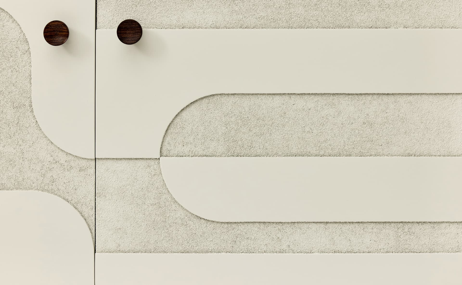 Komoda relief, heban ivory white, stal srebrna, Niemcy, lata 60. - 167911