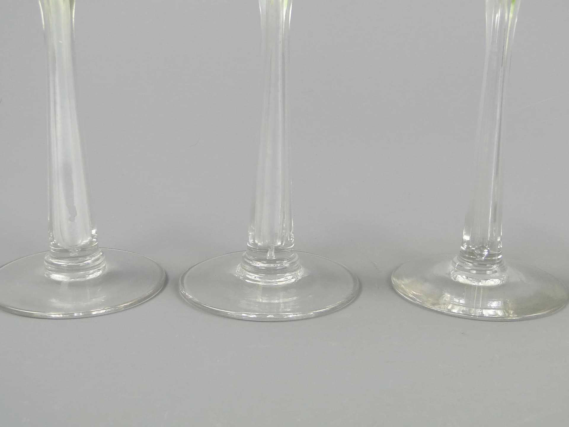 Set of Five Art Nouveau Wine Goblets, uranium glass, crystal glass, Józefina Glassworks, Poland, early 20th c. - 10889