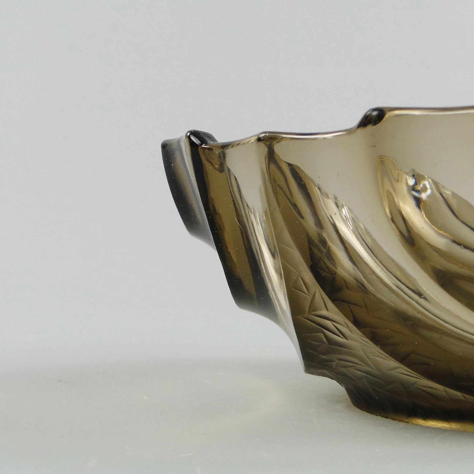 Art Deco Decorative Bowl, grey, pressed glass, Niemen Glassworks, Belarus, 1930s. - 10875