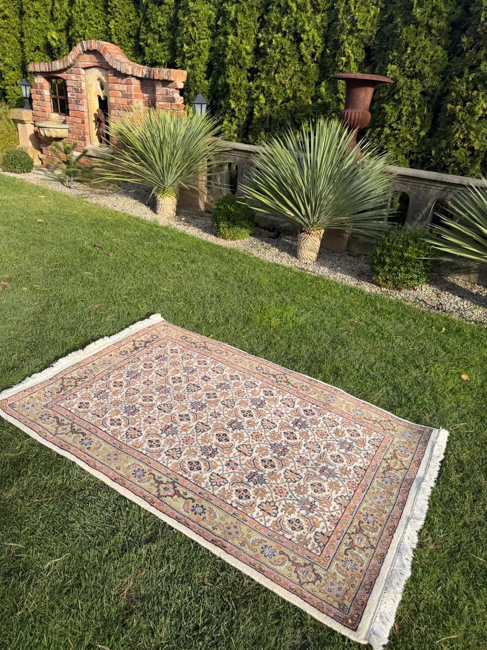 Dywan Indo Herati, beżowy, wełna, Indie - 168317