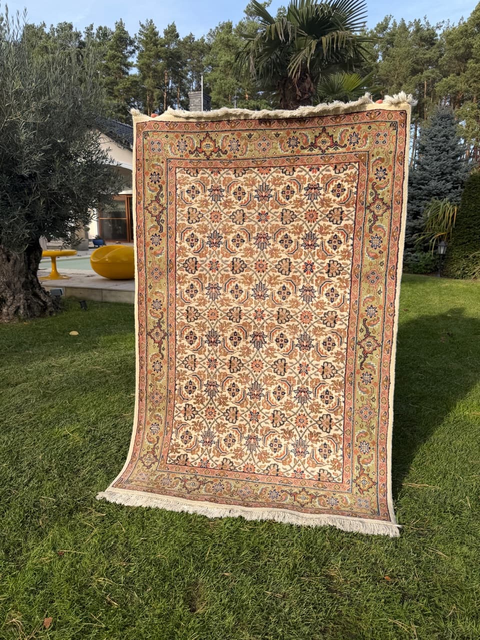 Dywan Indo Herati, beżowy, wełna, Indie - 168316