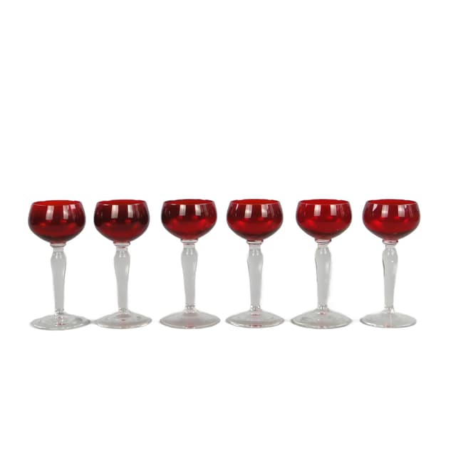 Set of liqueur glasses, ruby, glass, Denmark, 1960s - DIMENSION
