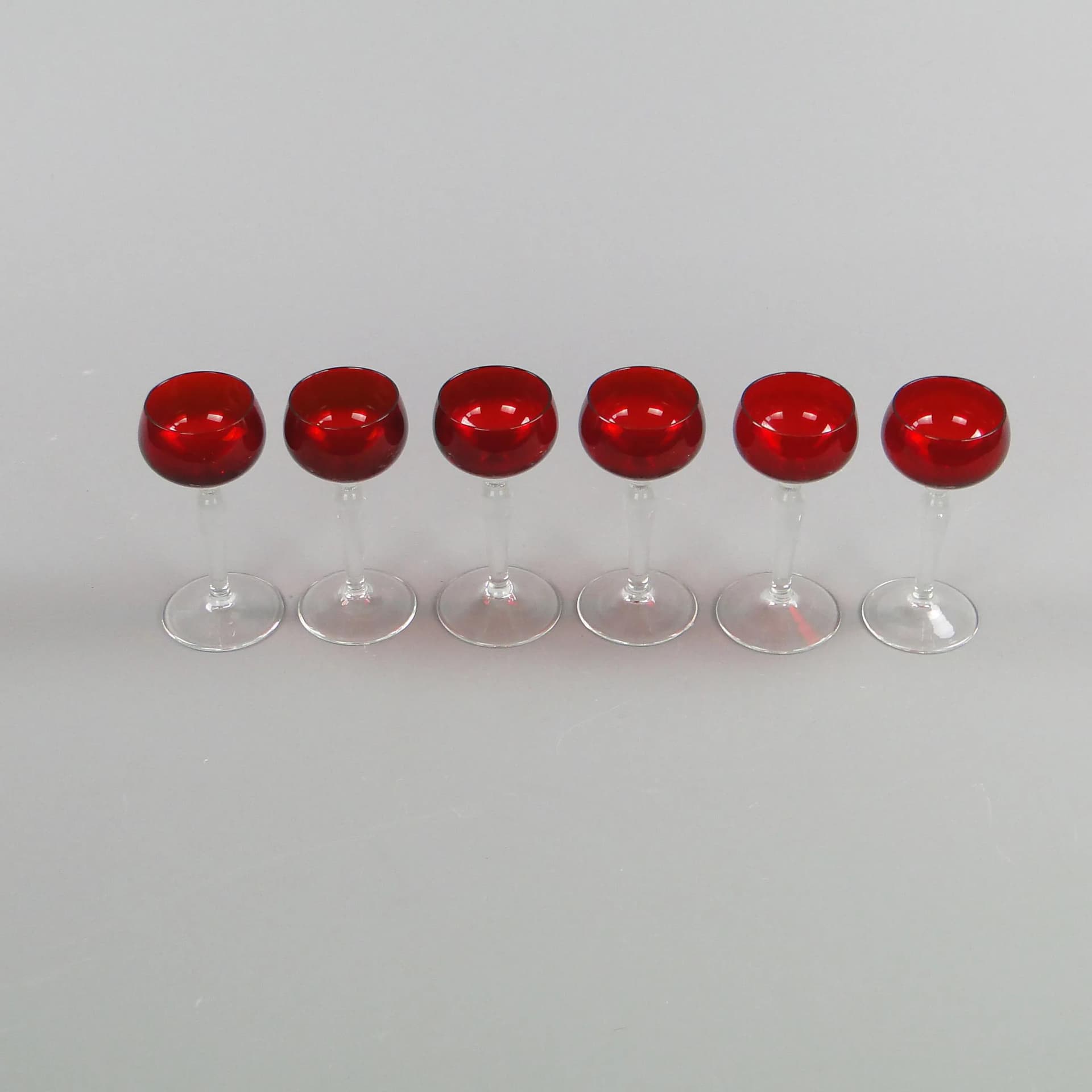 Set of liqueur glasses, ruby, glass, Denmark, 1960s - 11032