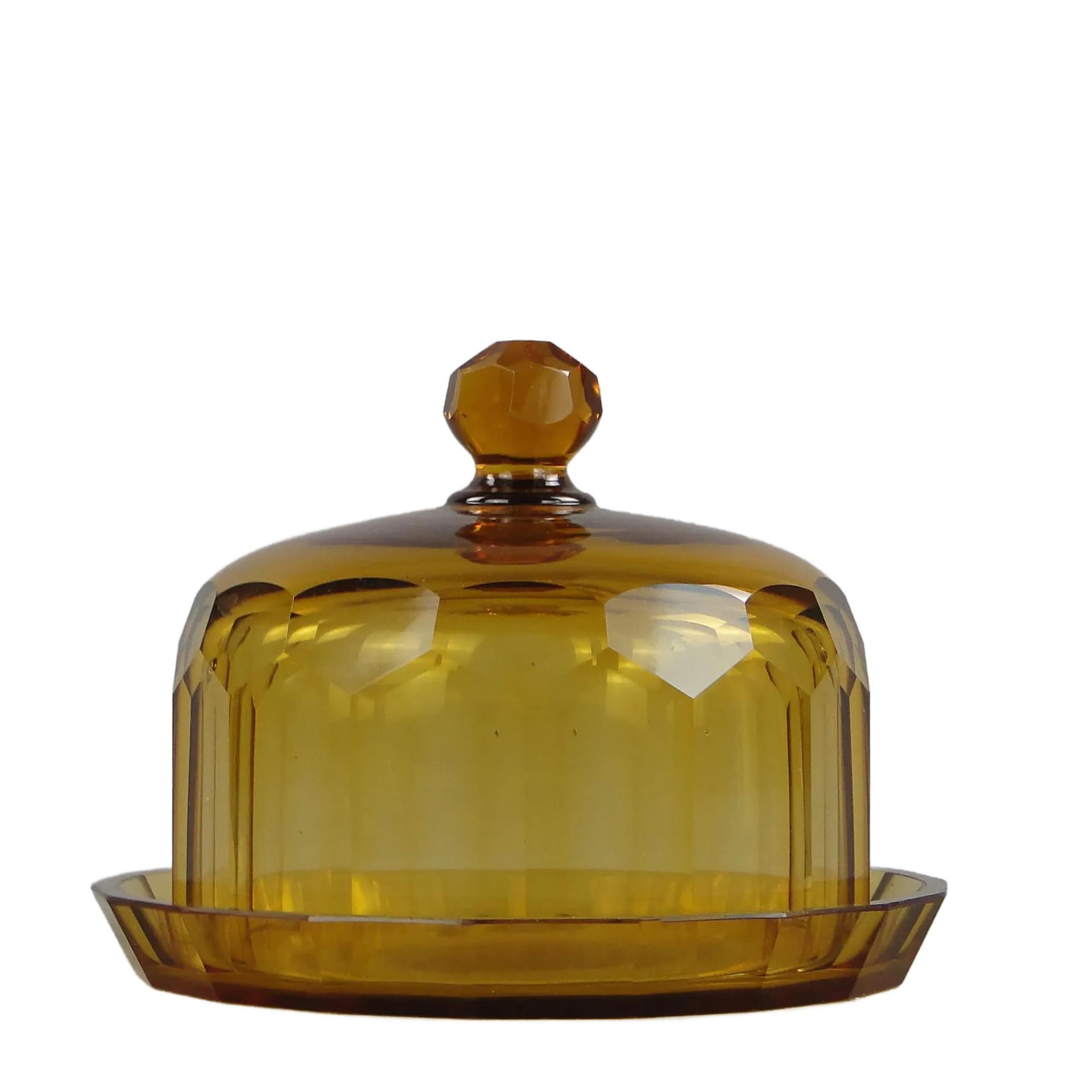Cheese Dome Art Deco, golden crystal, Moser, Czech Republic, 1930s.