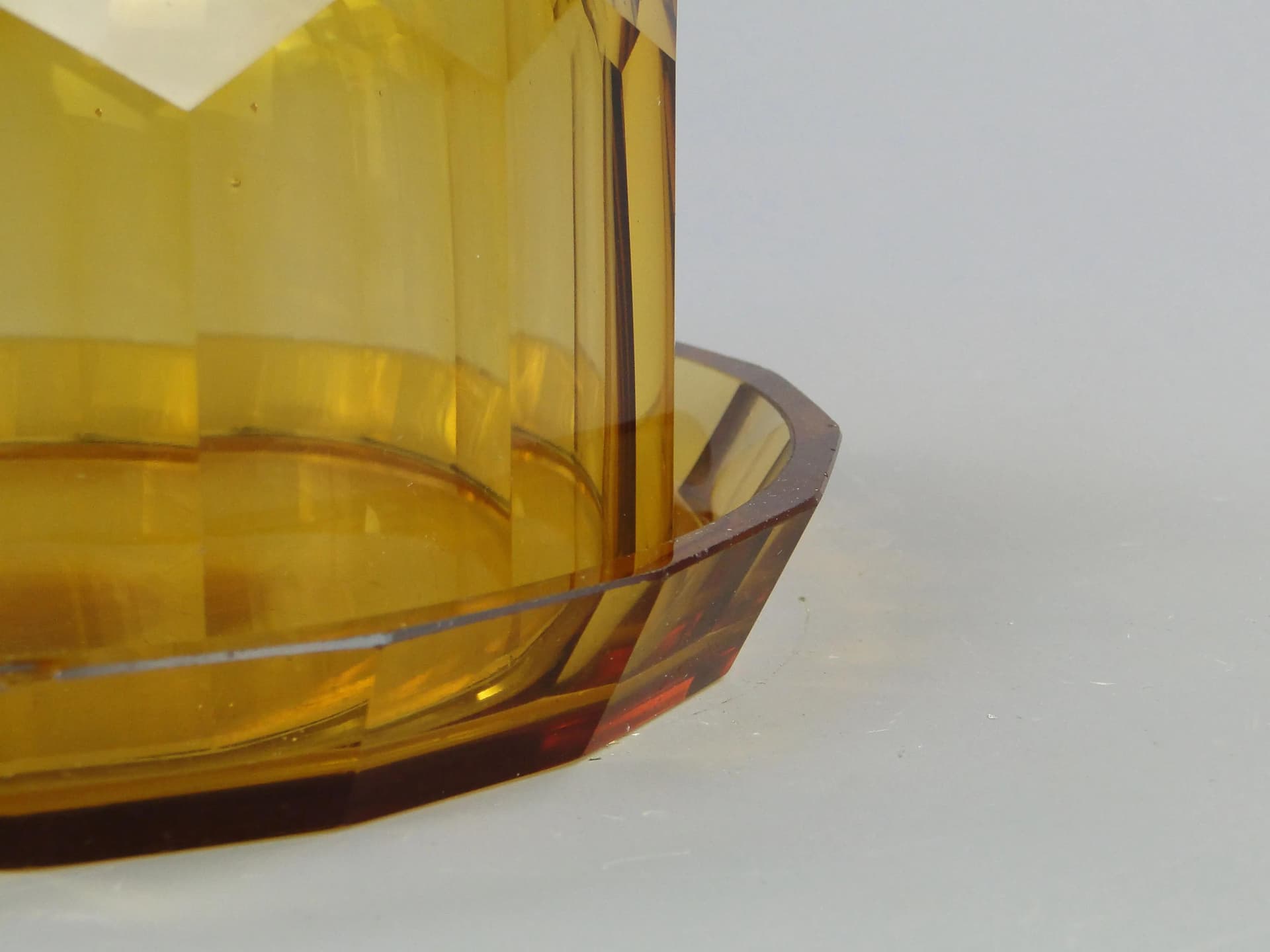 Cheese Dome Art Deco, golden crystal, Moser, Czech Republic, 1930s. - 11016