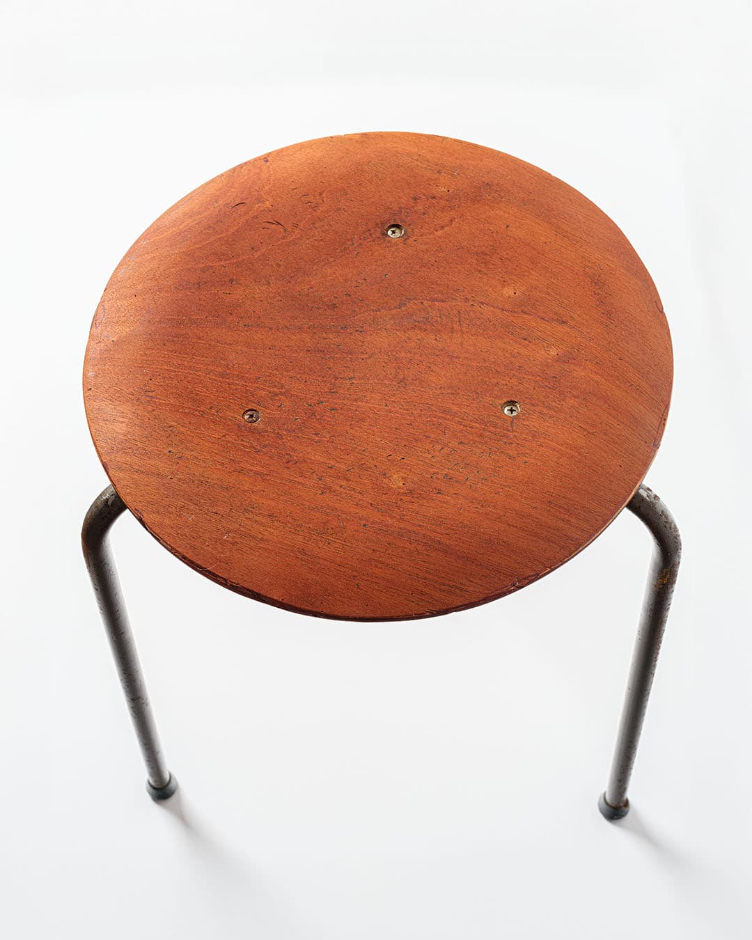 Taboret, teak brązowy, stal szara, Dania, lata 70. - 168474