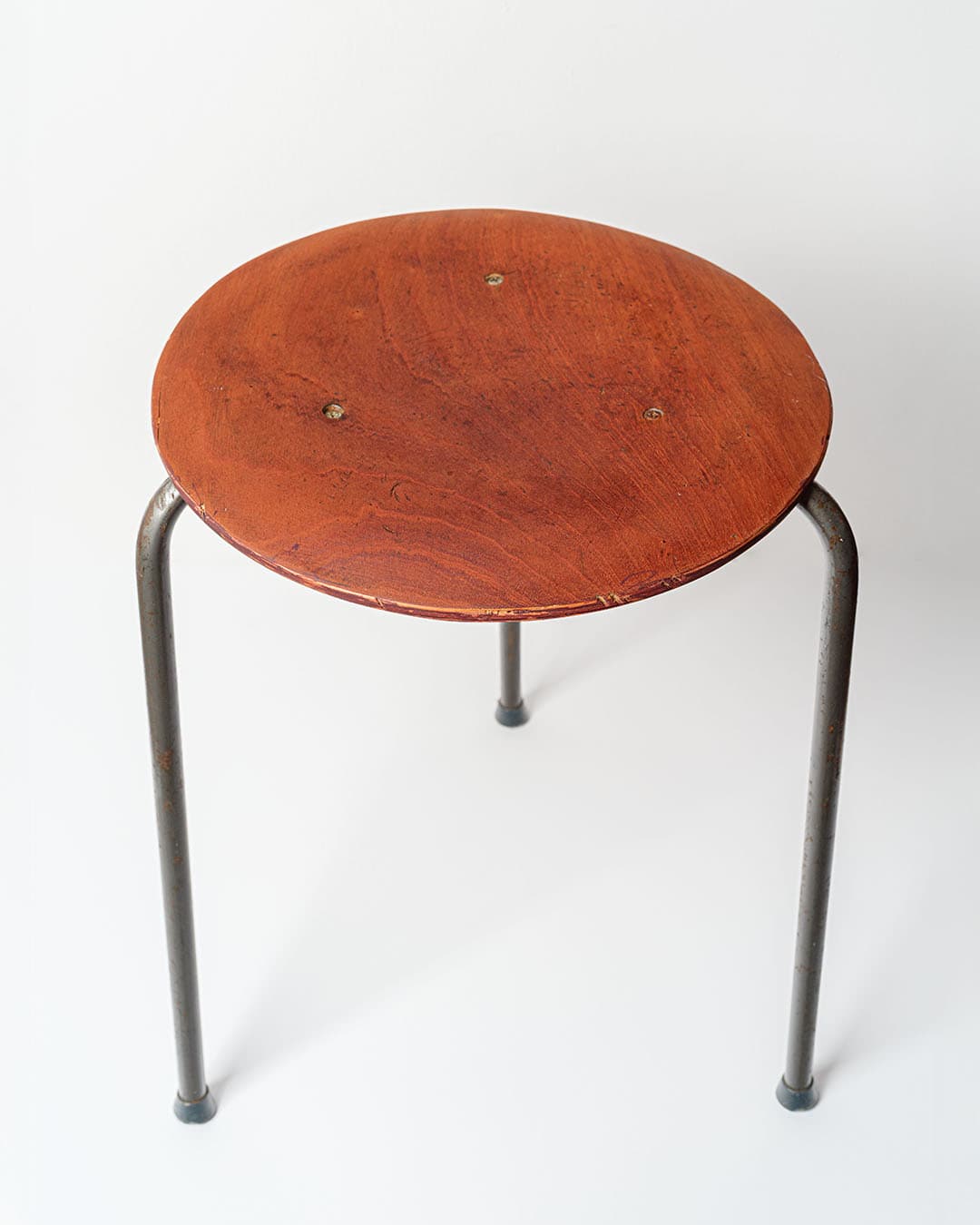 Taboret, teak brązowy, stal szara, Dania, lata 70. - 168473