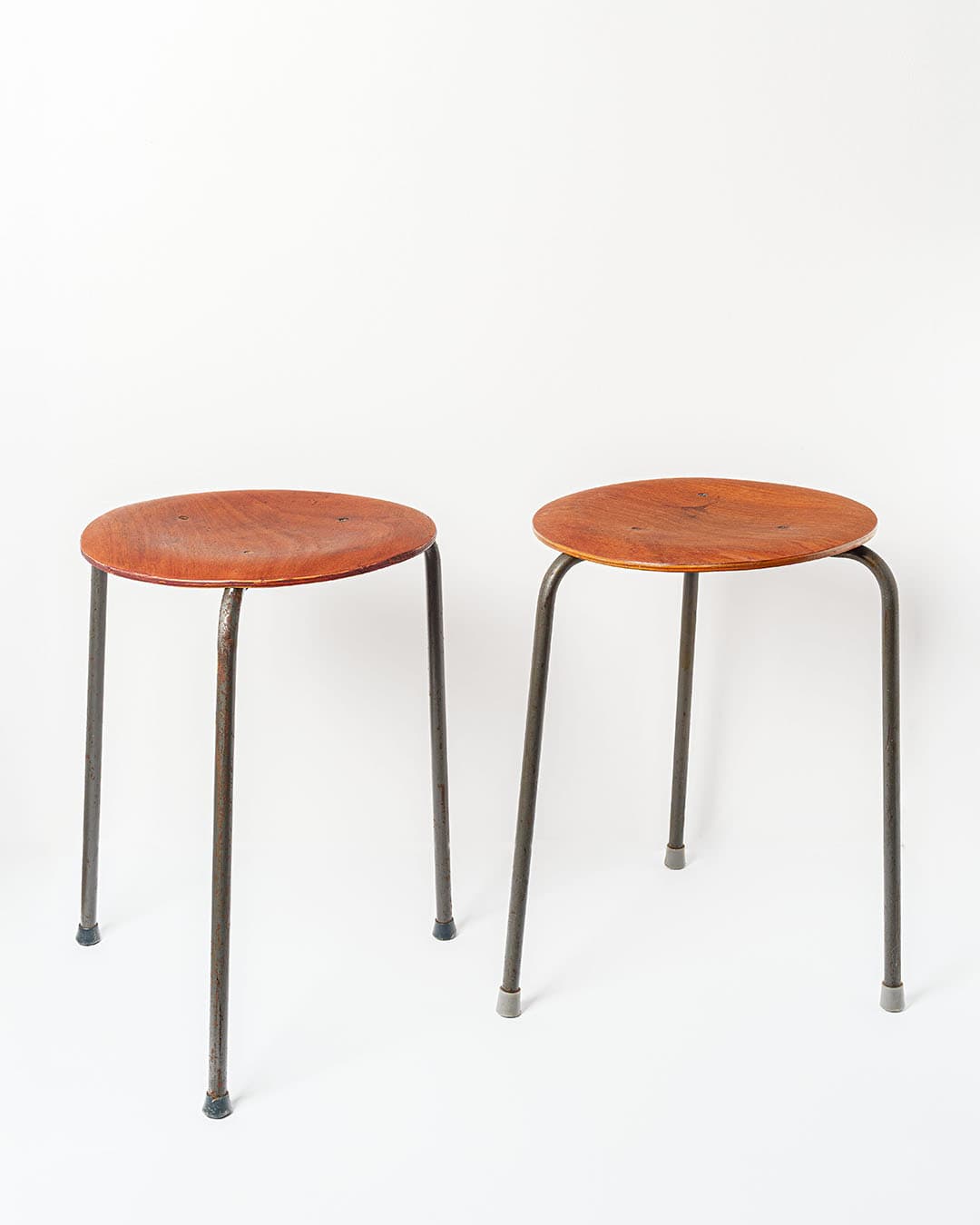 Taboret, teak brązowy, stal szara, Dania, lata 70. - 168475