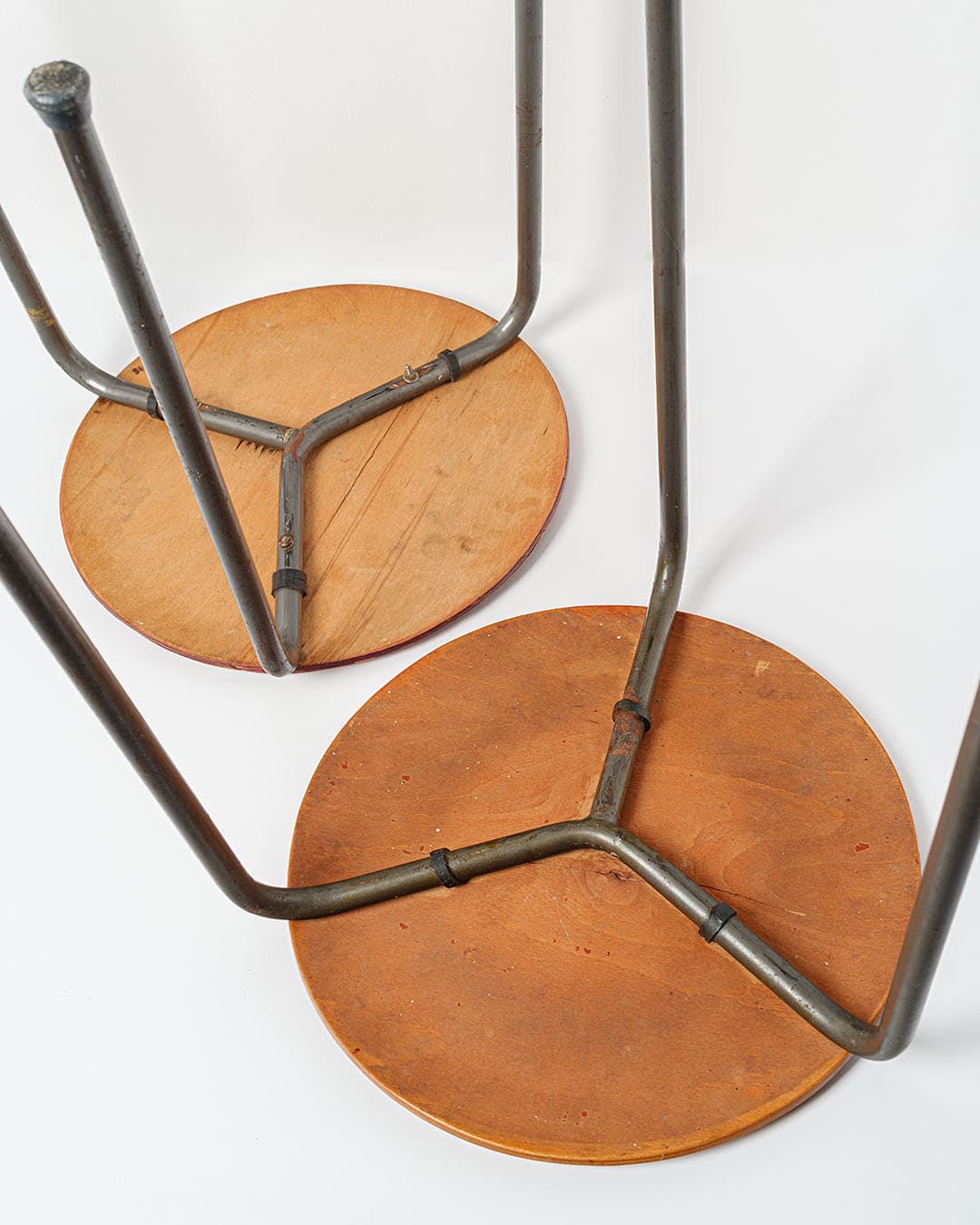 Taboret, teak brązowy, stal szara, Dania, lata 70. - 168477