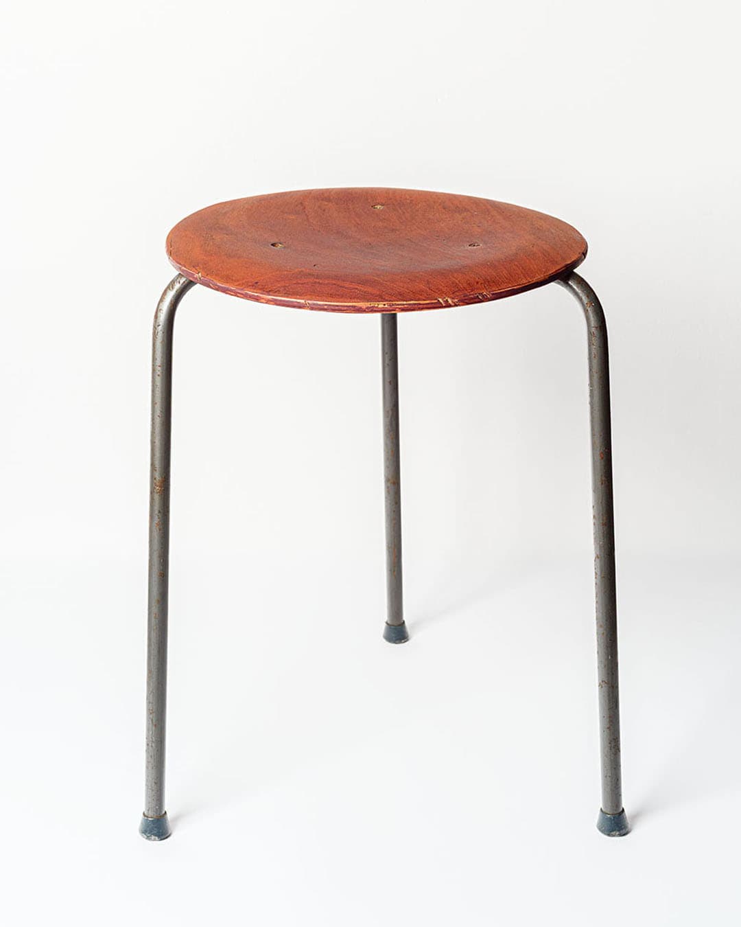 Taboret, teak brązowy, stal szara, Dania, lata 70. - 168472