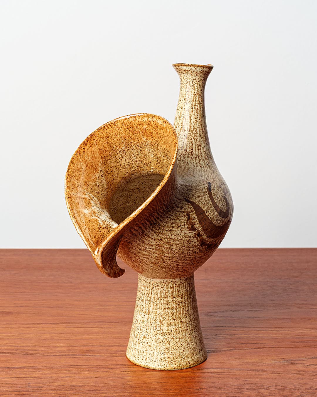 Rzeźba ptak, beżowy, ceramika szamotowa, Dania, lata 70. - 168485