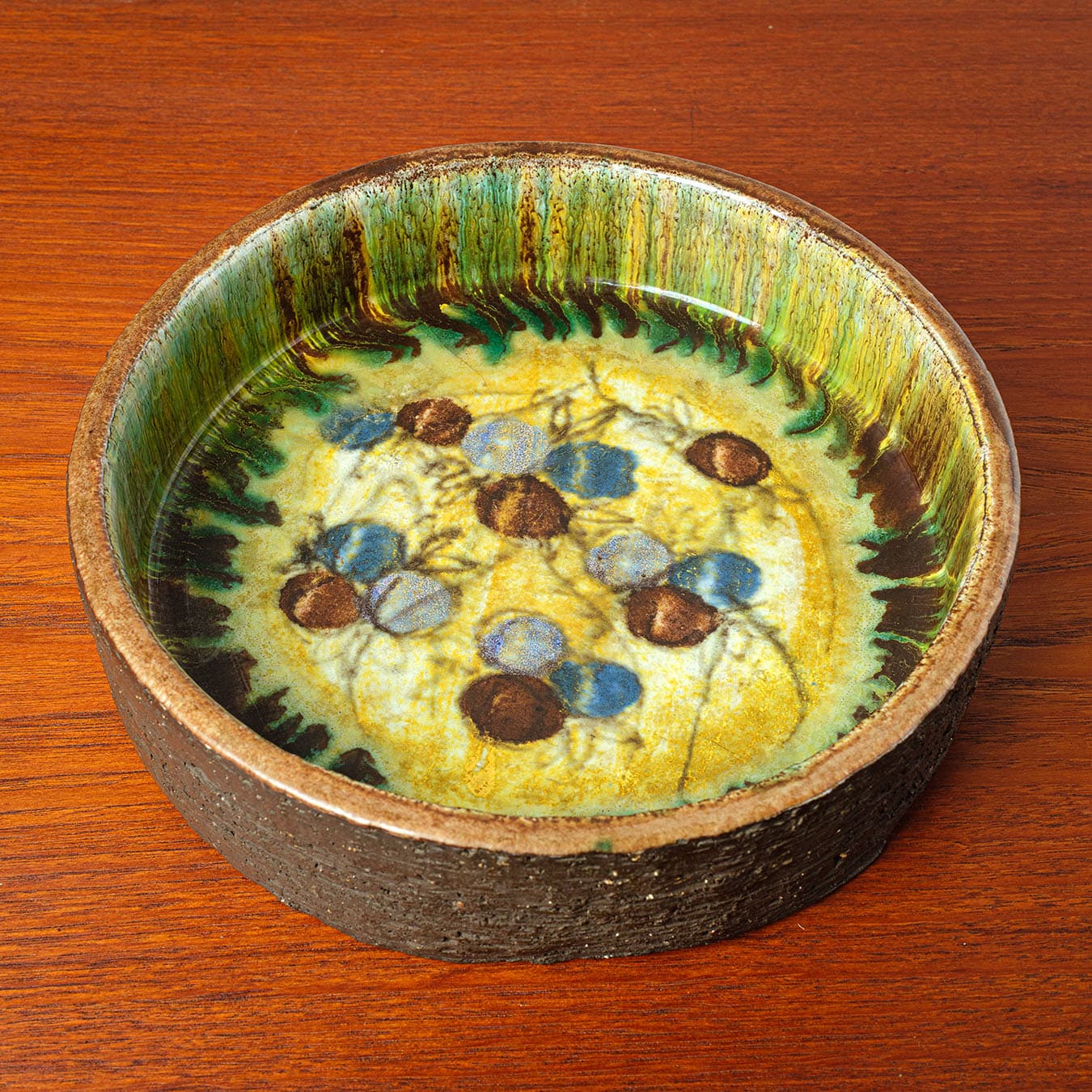 Decorative bowl, multicolor, chamotte stoneware, Denmark, 1970s. - 168495