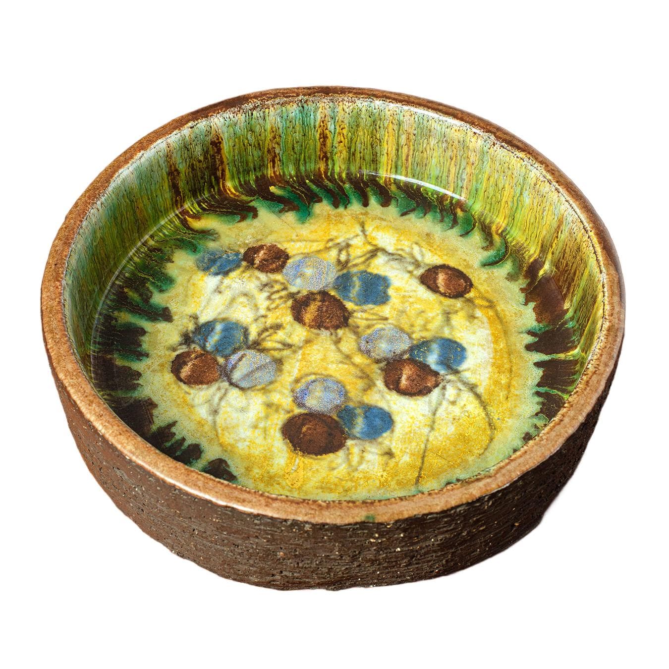 Decorative bowl, multicolor, chamotte stoneware, Denmark, 1970s.