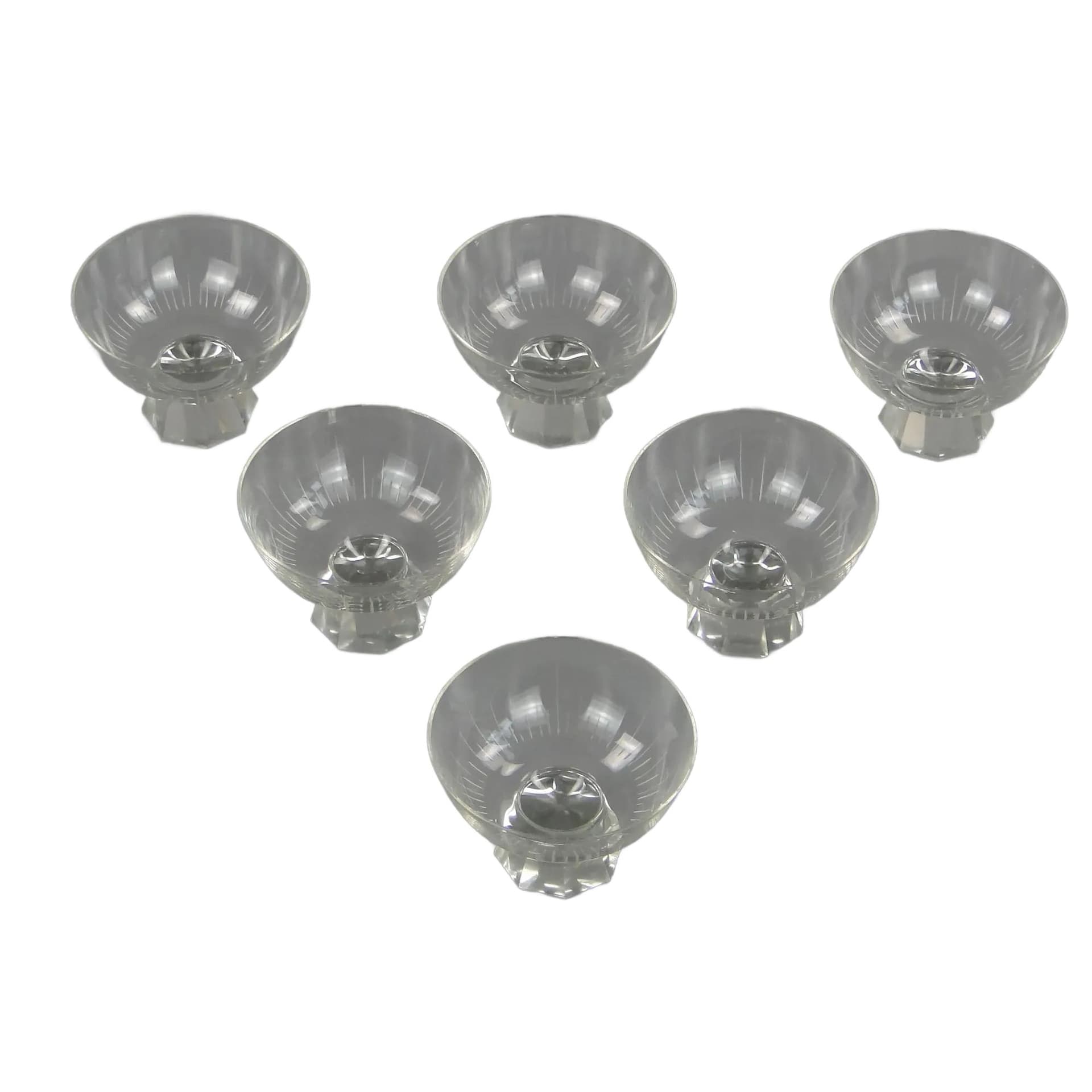 Set of liqueur glasses, transparent crystal, Germany, 1950s.