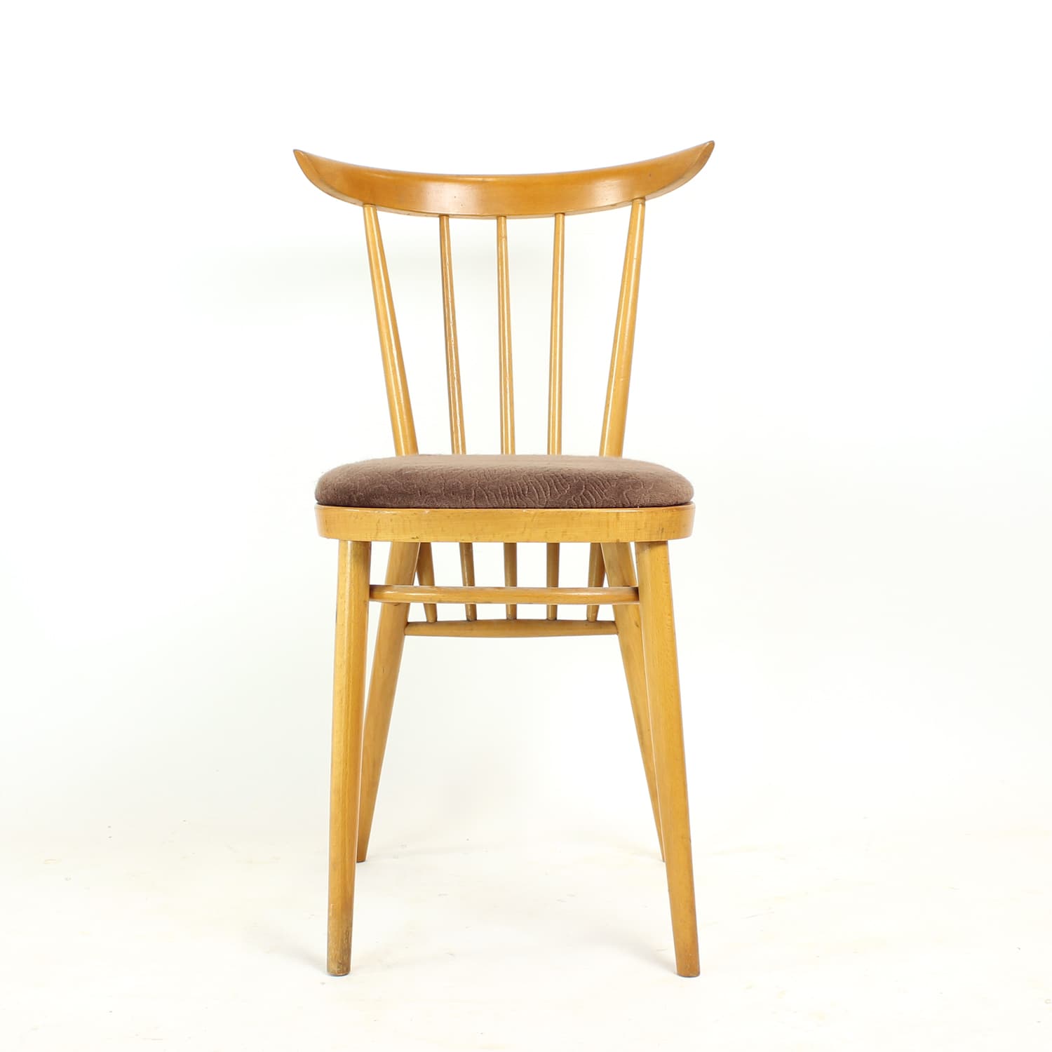 Zestaw czterech krzeseł do jadalni, dąb brązowy jasny, velvet brązowy, Tatra Nabytok, Czechosłowacja, lata 60. - 168729