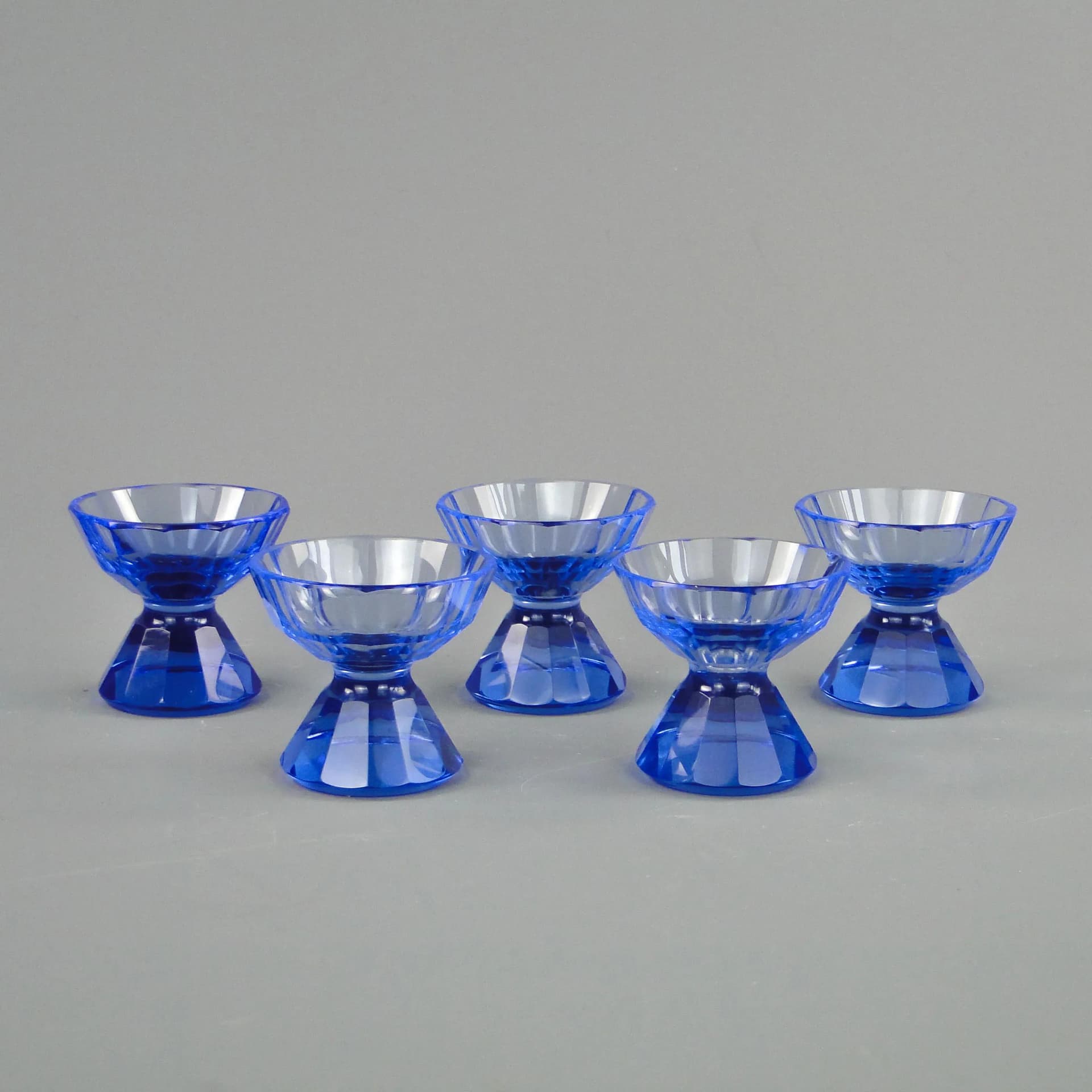 Set of glasses, Art Deco, blue crystal, Czech Republic, 1920s - 10973