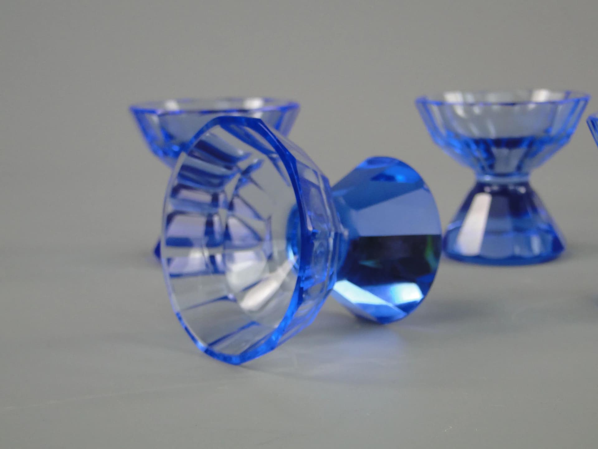 Set of glasses, Art Deco, blue crystal, Czech Republic, 1920s - 10976