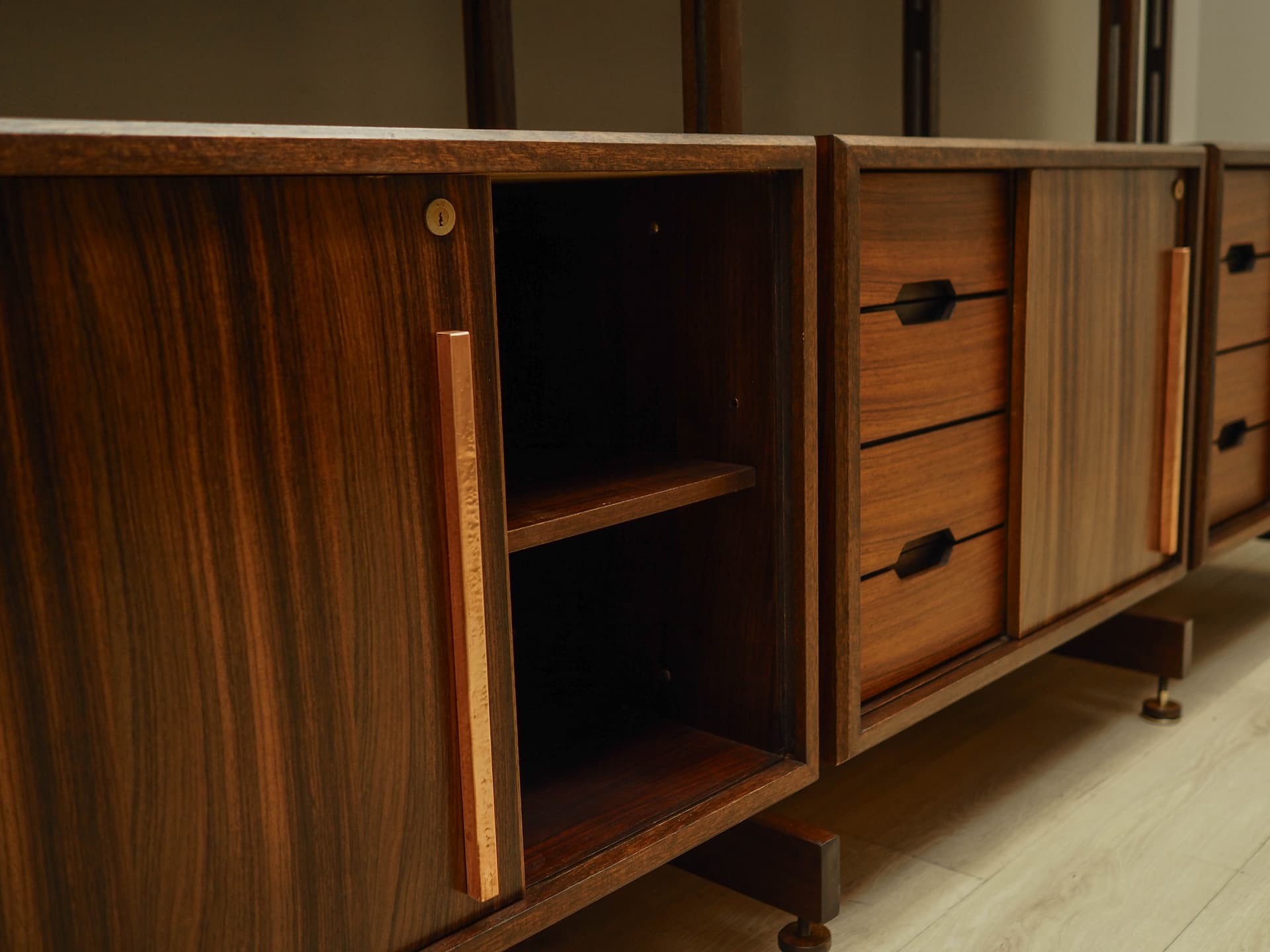 Regał systemowy, palisander brąz ciemny, Włochy, lata 60. - 168758