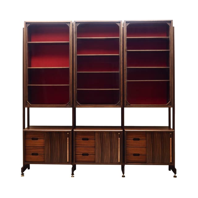 Regał systemowy, palisander brąz ciemny, Włochy, lata 60. - WYMIARY