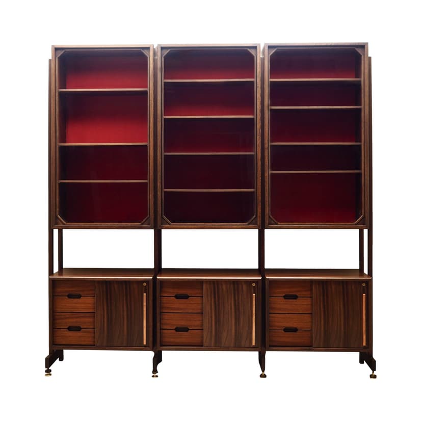 Regał systemowy, palisander brąz ciemny, Włochy, lata 60.