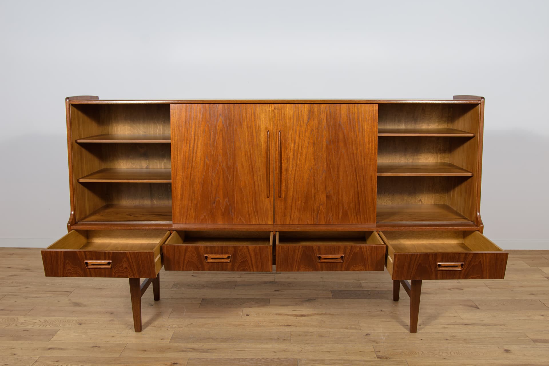 Highboard sideboard, brown teak, Farso Mobelfabrik, Denmark, 1960s. - 168803