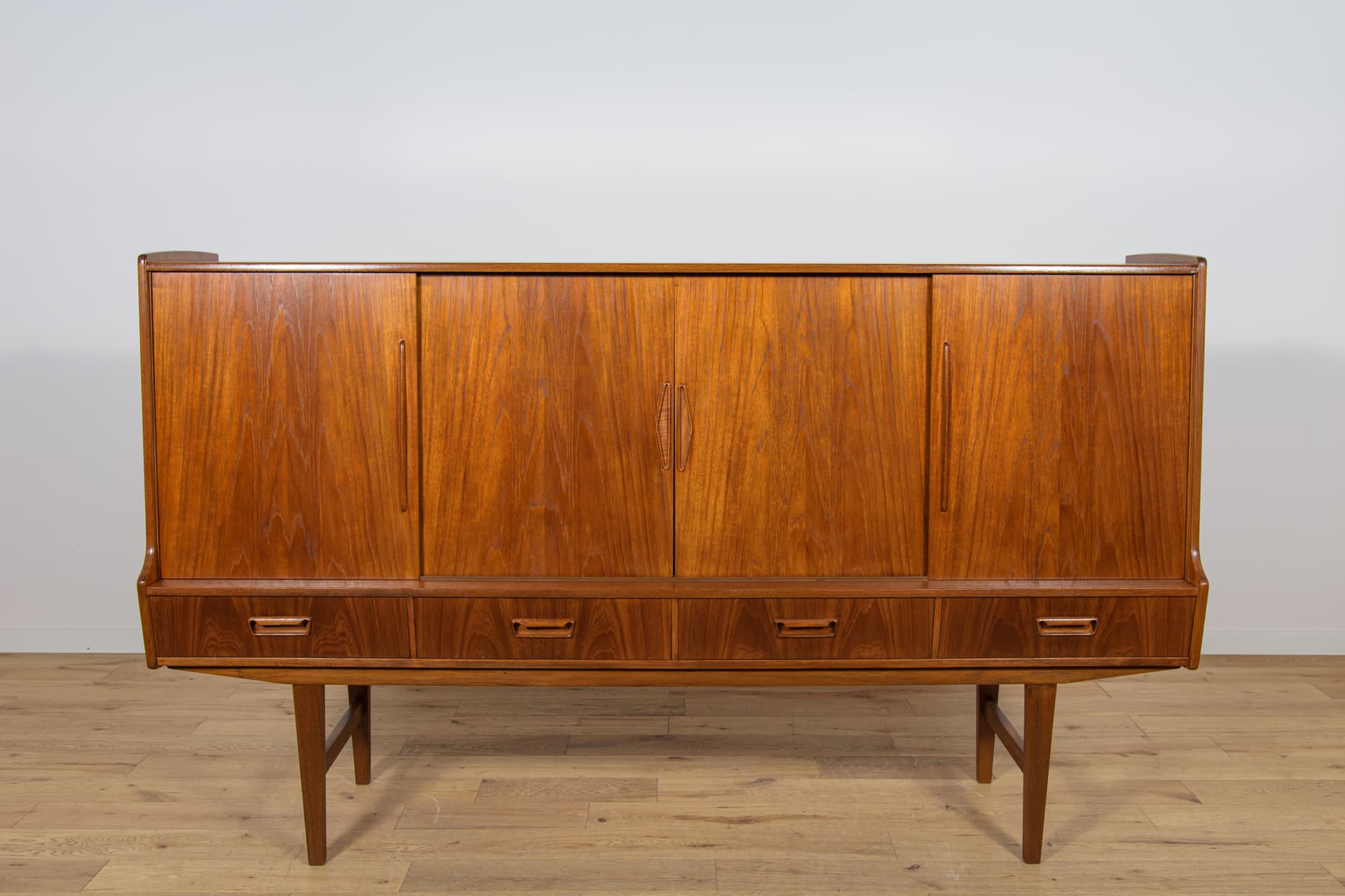 Highboard sideboard, brown teak, Farso Mobelfabrik, Denmark, 1960s. - 168798